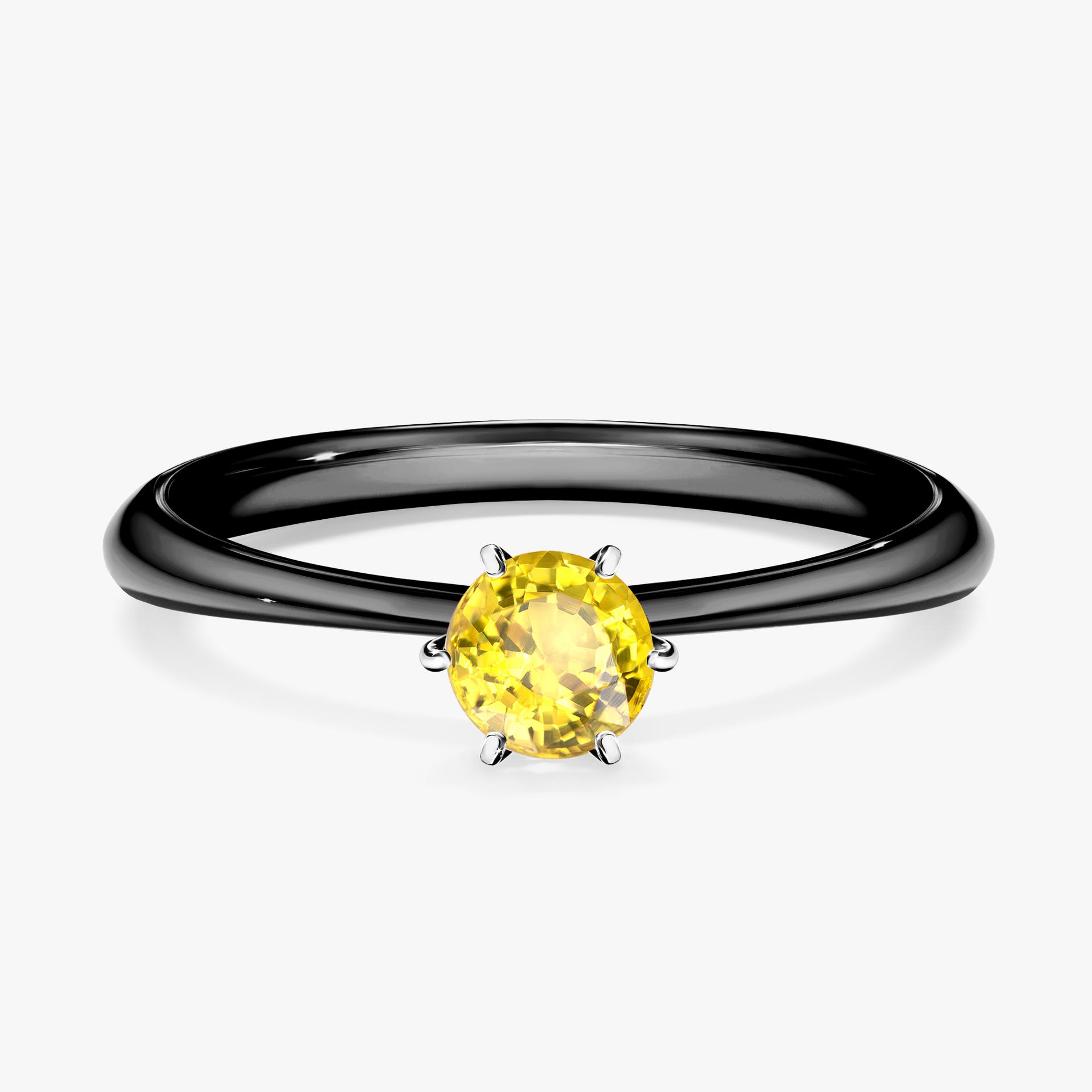 Pierscionek zareczynowy z szafirem zoltym 030 CT z czarnego zlota my love 01