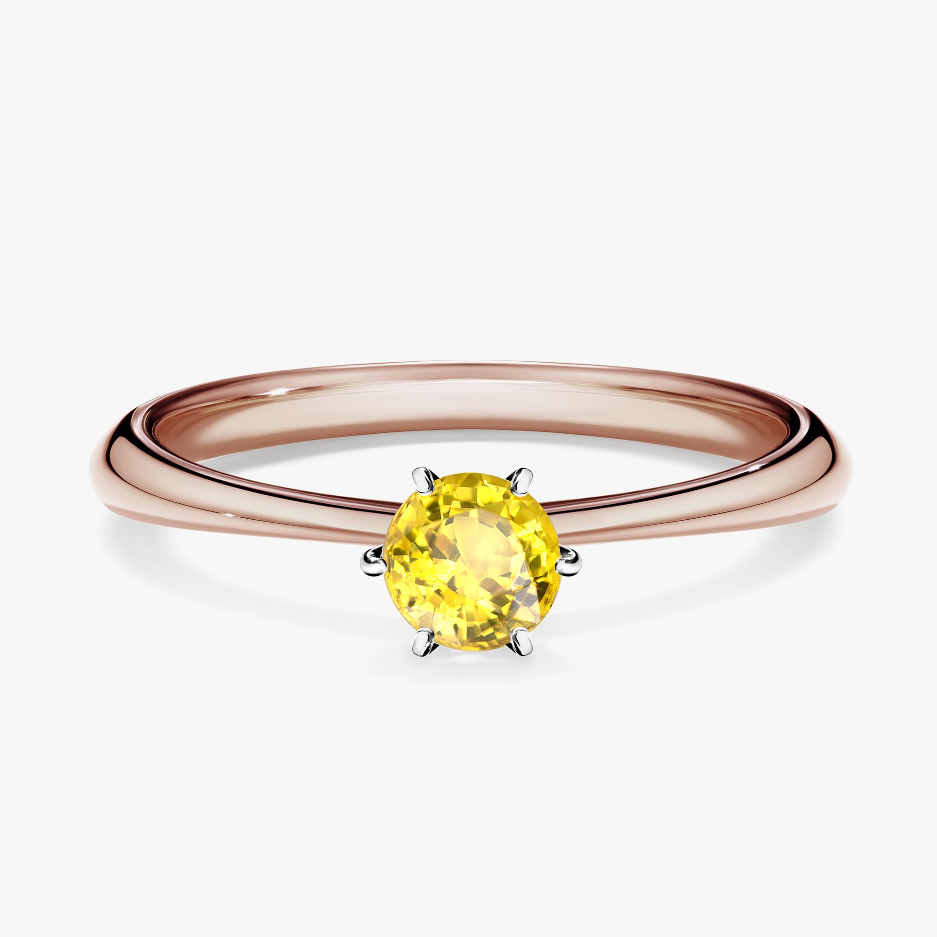 Pierscionek zareczynowy z szafirem zoltym 030 CT z rozowego zlota my love 01