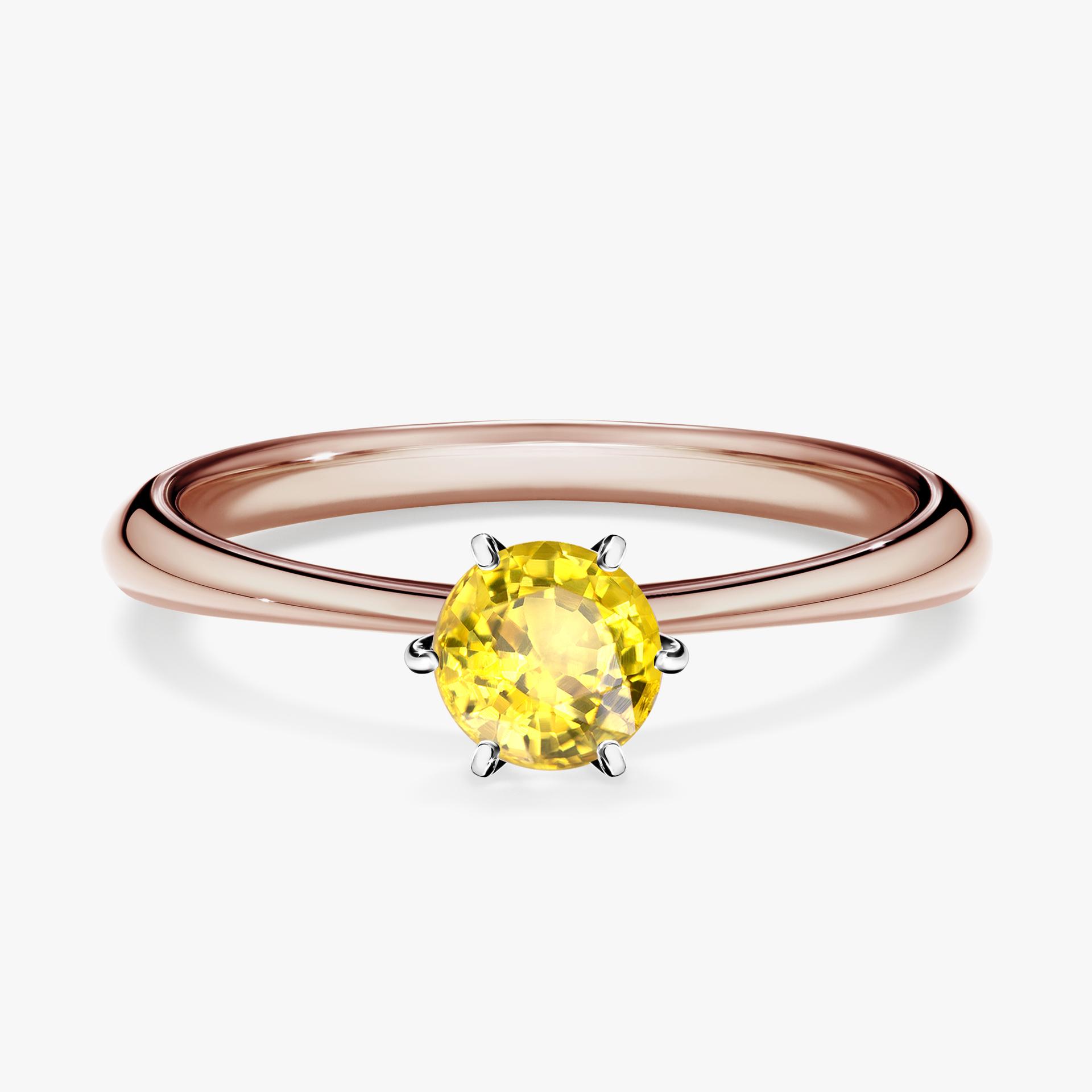 Pierscionek zareczynowy z szafirem zoltym 050 CT z rozowego zlota my love 01
