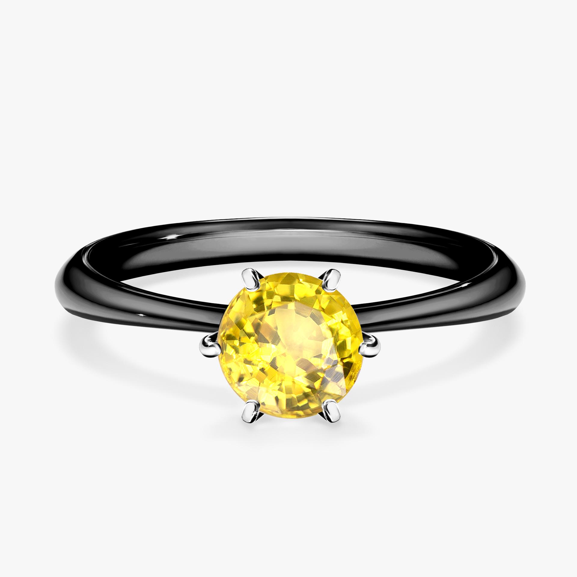 Pierscionek zareczynowy z szafirem zoltym 080 CT z czarnego zlota my love 01