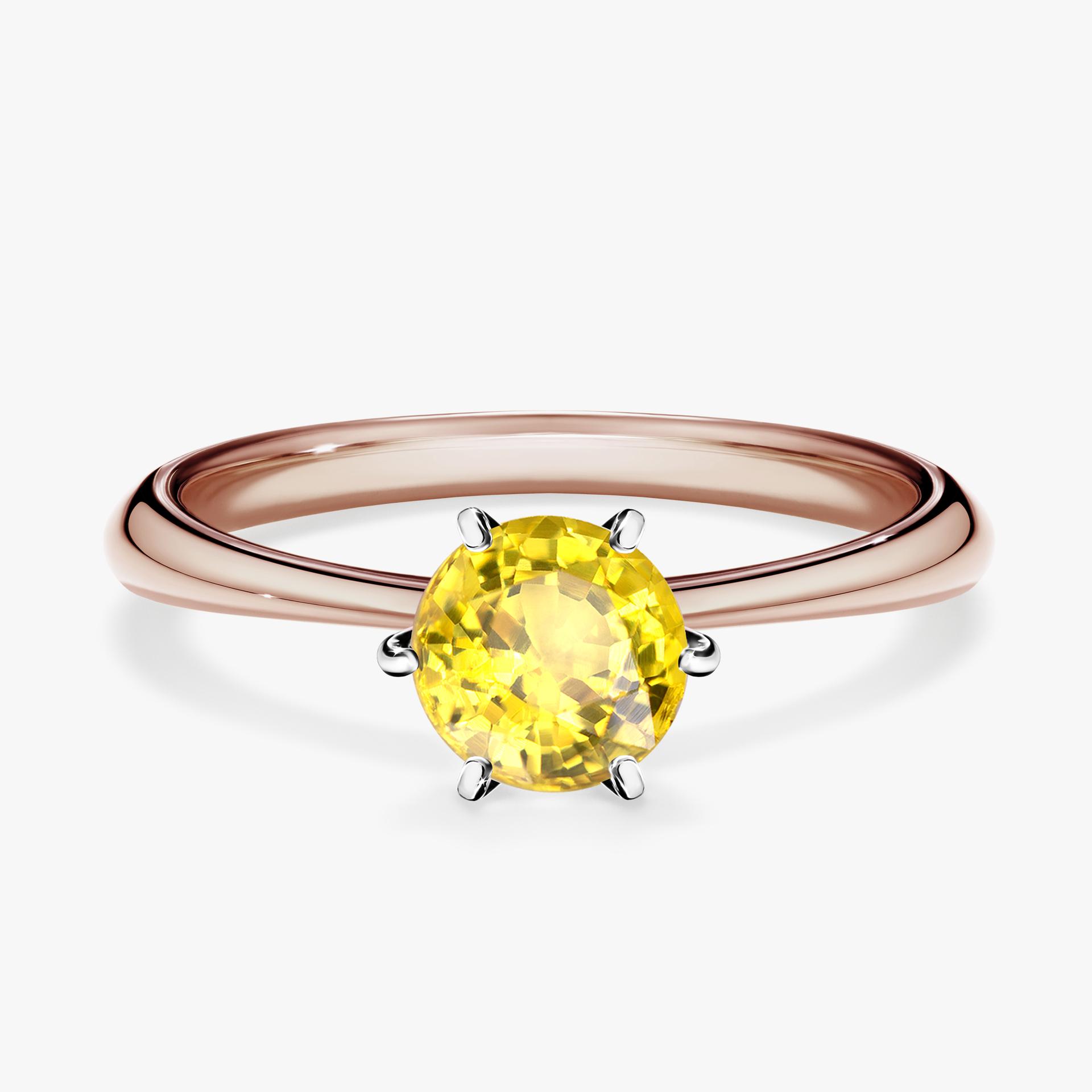 Pierscionek zareczynowy z szafirem zoltym 080 CT z rozowego zlota my love 01