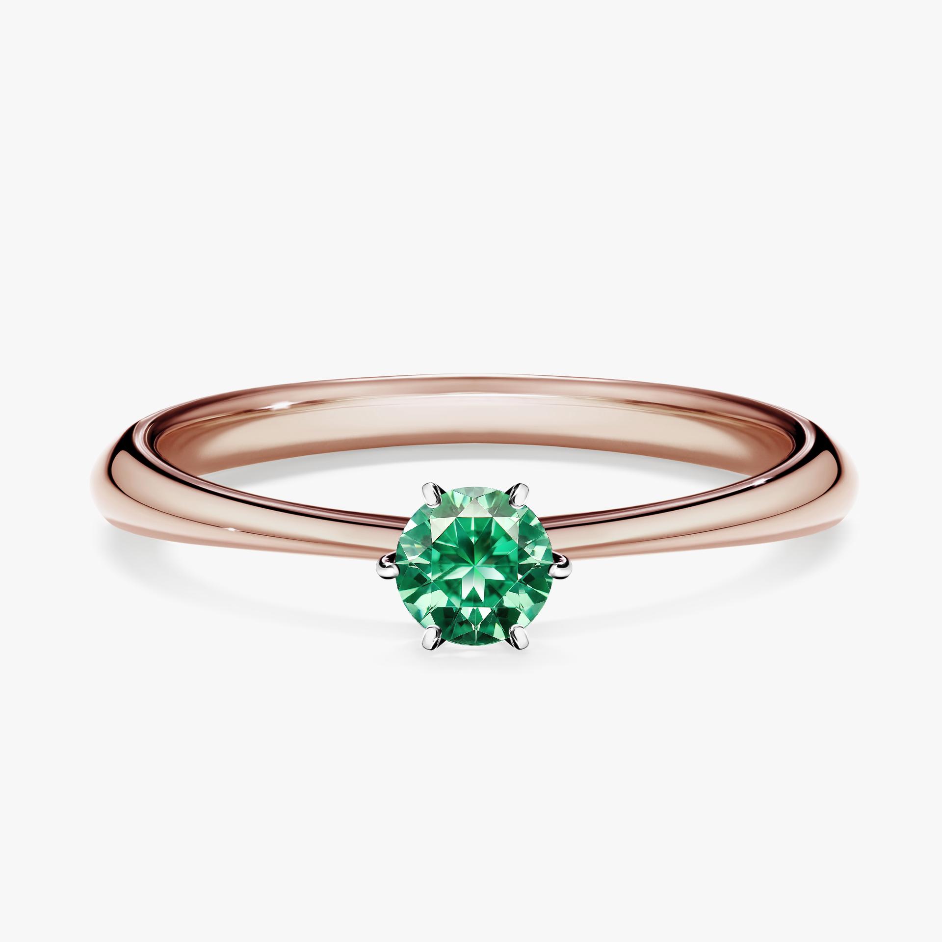 Pierscionek zareczynowy z szmaragdem 025 CT z rozowego zlota my love 01