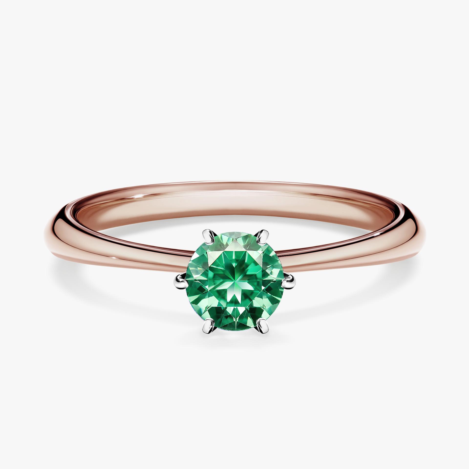 Pierscionek zareczynowy z szmaragdem 050 CT z rozowego zlota my love 01