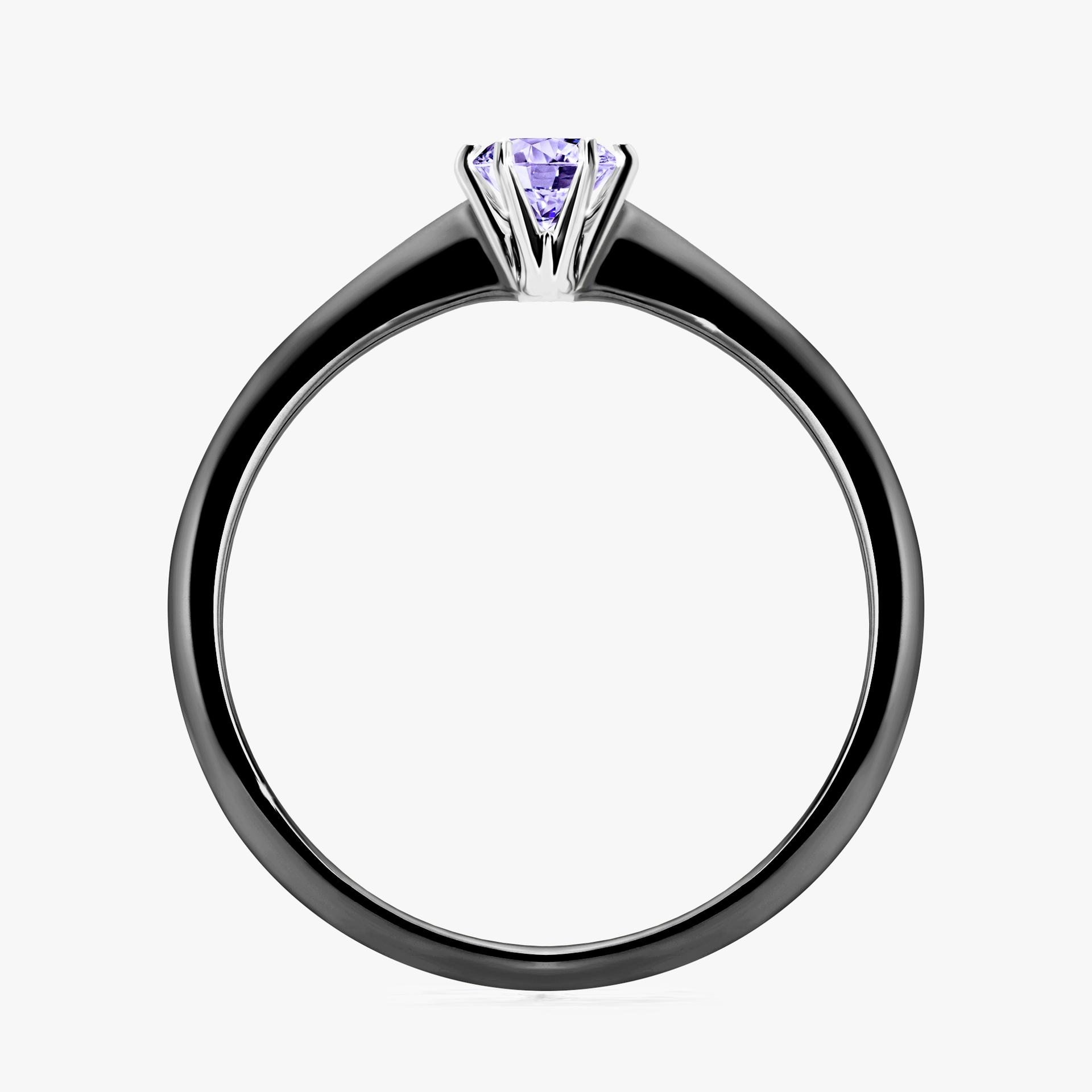 Pierscionek zareczynowy z tanzanitem 025 CT z czarnego zlota my love 02