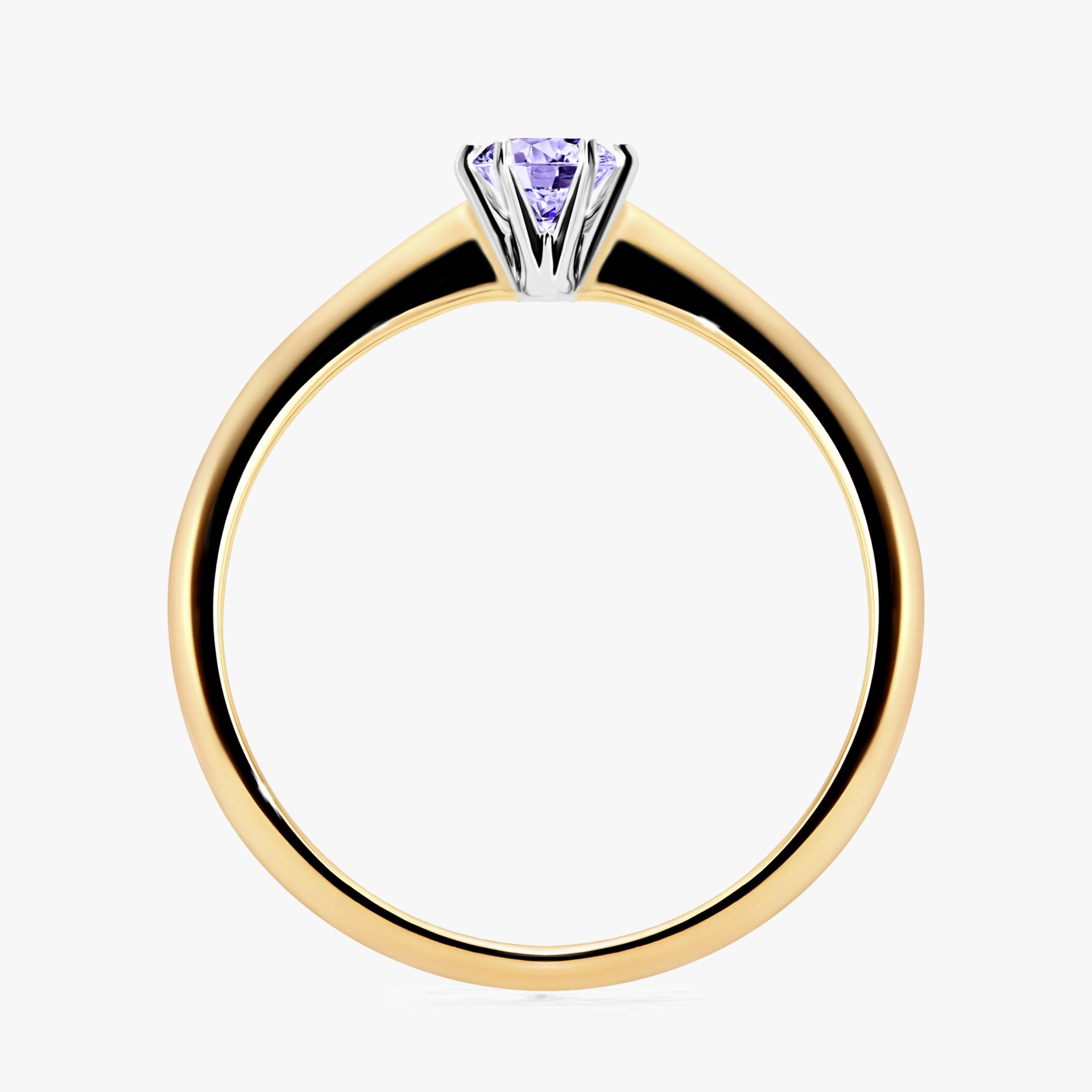 Pierscionek zareczynowy z tanzanitem 025 CT z zoltego zlota my love 02