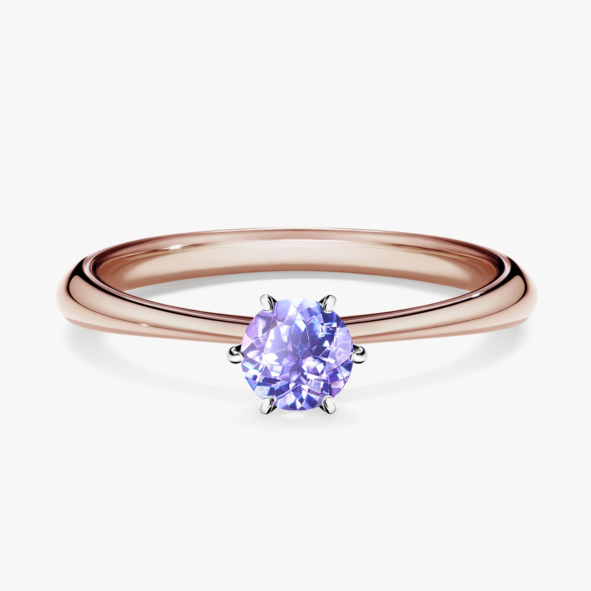 Pierscionek zareczynowy z tanzanitem 030 CT z rozowego zlota my love 01