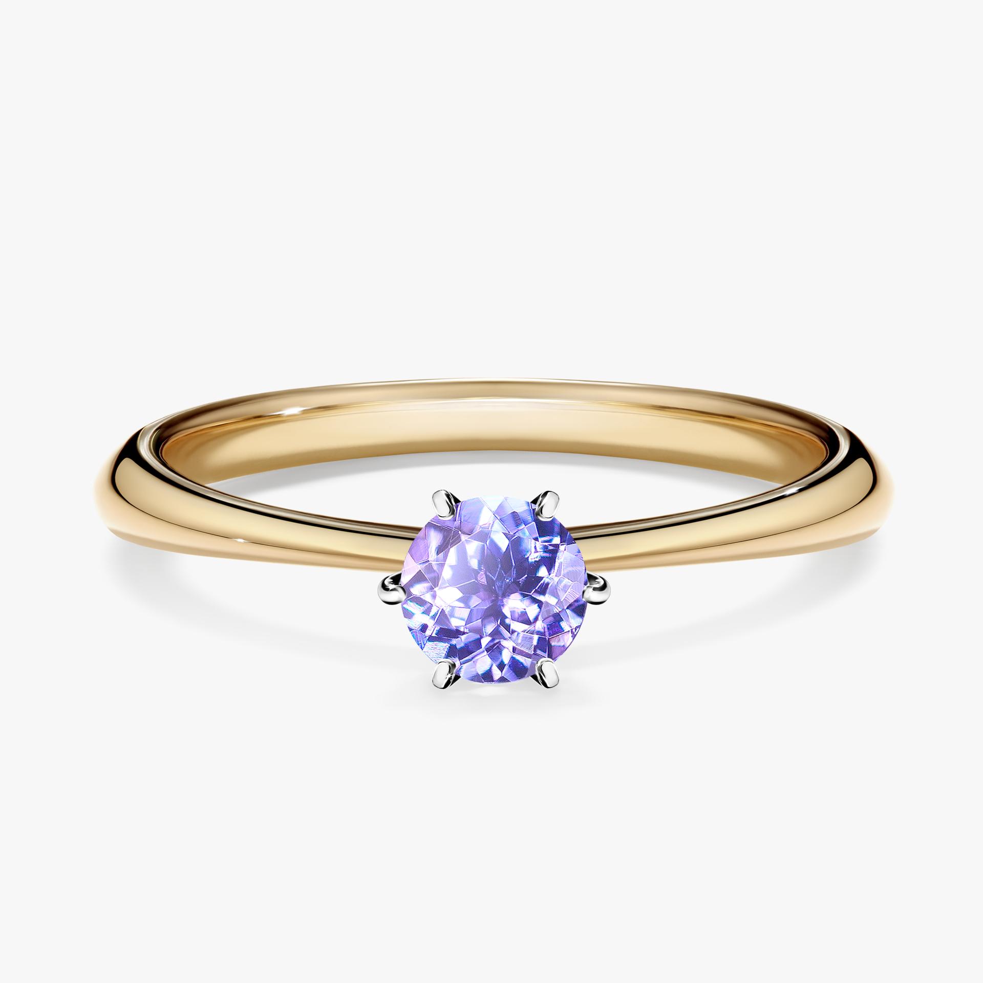 Pierscionek zareczynowy z tanzanitem 030 CT z zoltego zlota my love 01
