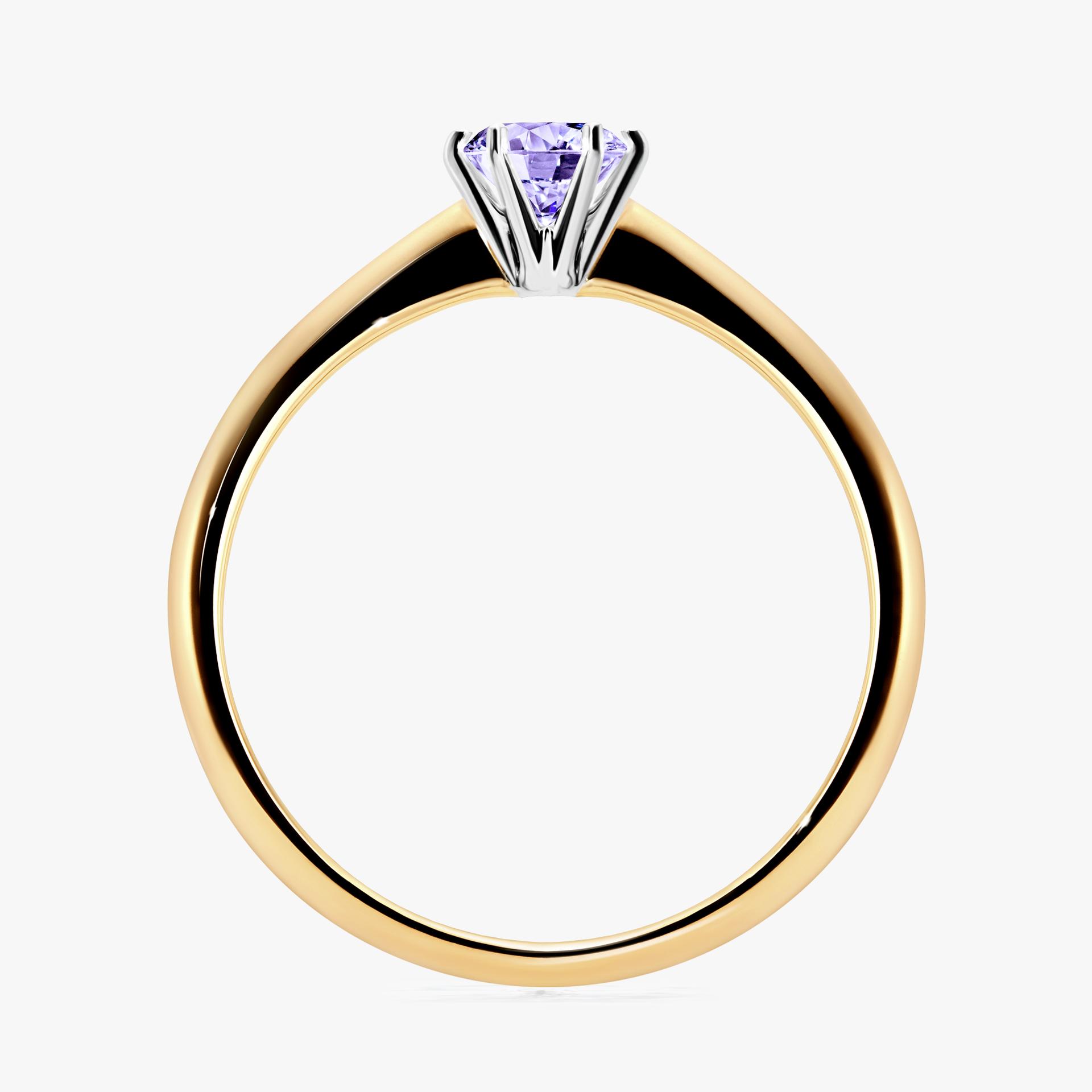 Pierscionek zareczynowy z tanzanitem 030 CT z zoltego zlota my love 02