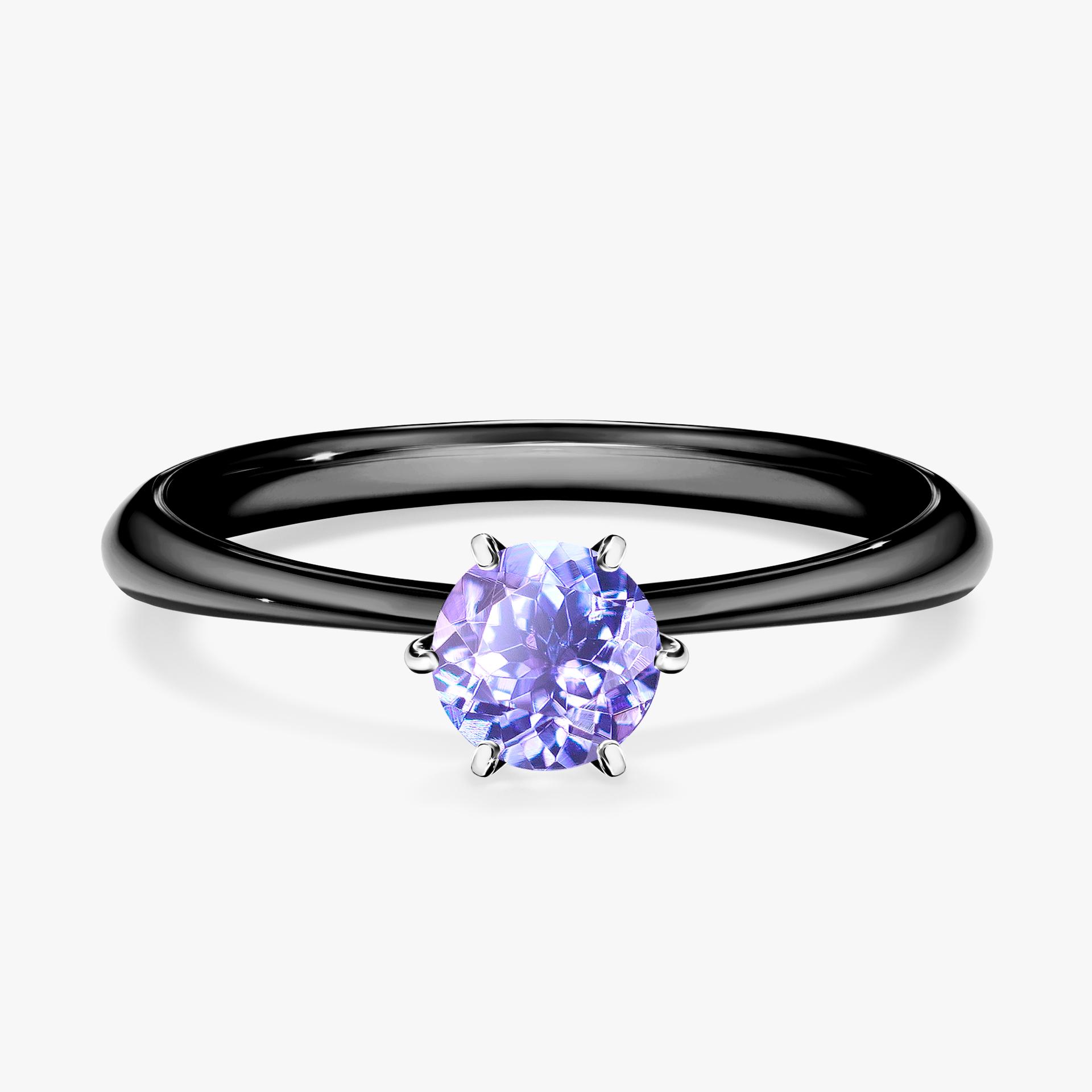 Pierscionek zareczynowy z tanzanitem 050 CT z czarnego zlota my love 01
