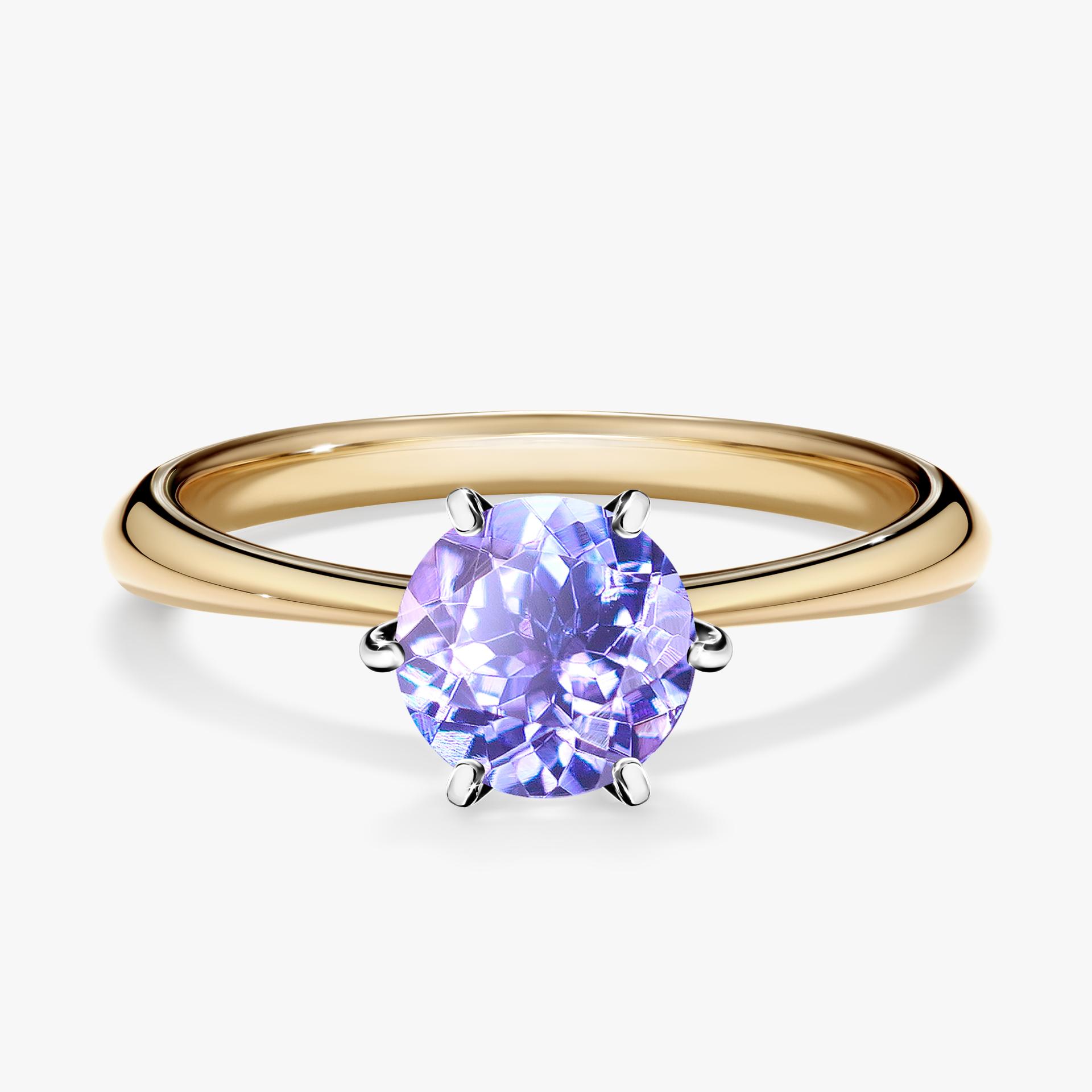 Pierscionek zareczynowy z tanzanitem 100 CT z zoltego zlota my love 01