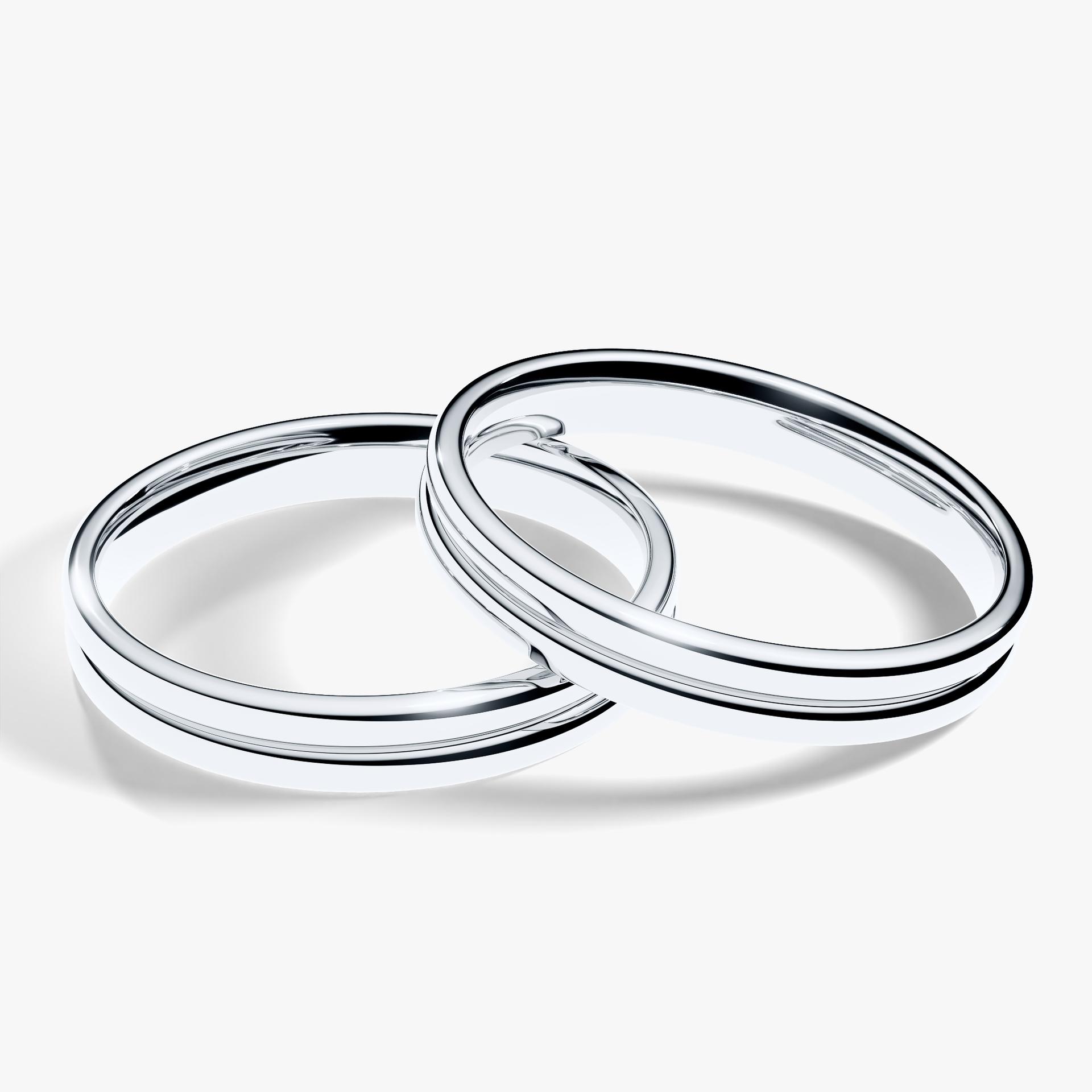 Obraczka slubna modern two 3 mm z bialego zlota 04