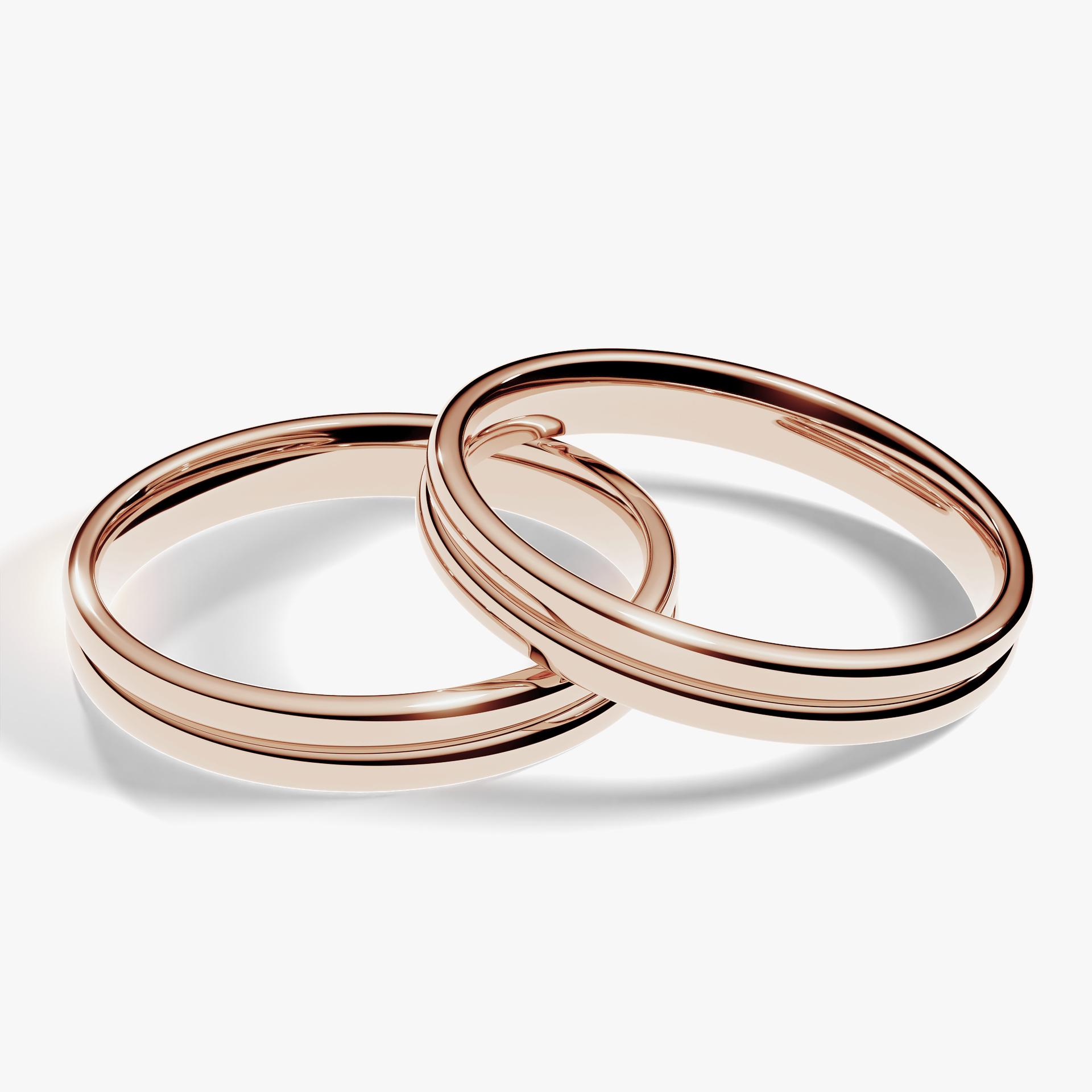 Obraczka slubna modern two 3 mm z rozowego zlota 04