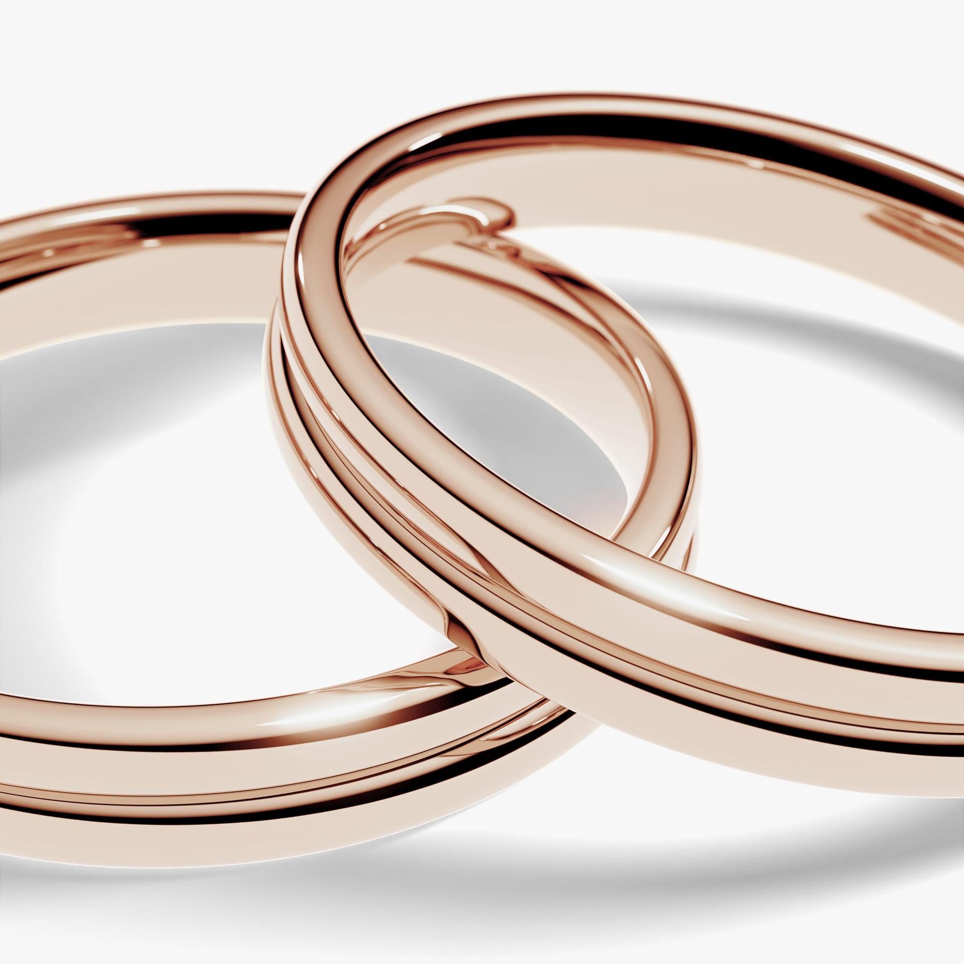 Obraczka slubna modern two 3 mm z rozowego zlota 05