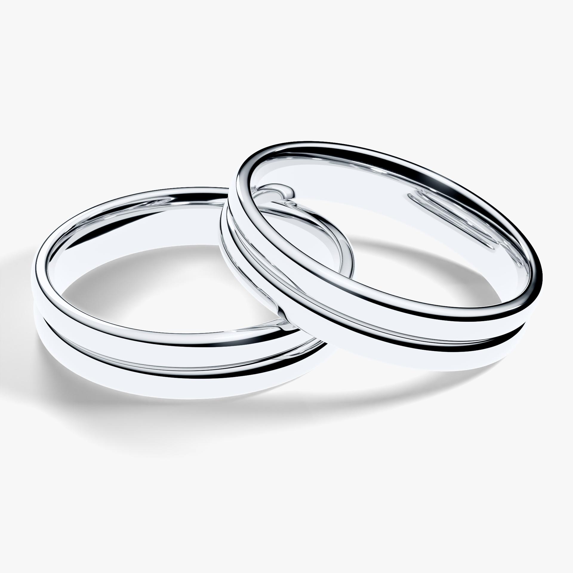 Obraczka slubna modern two 4 mm z bialego zlota 04