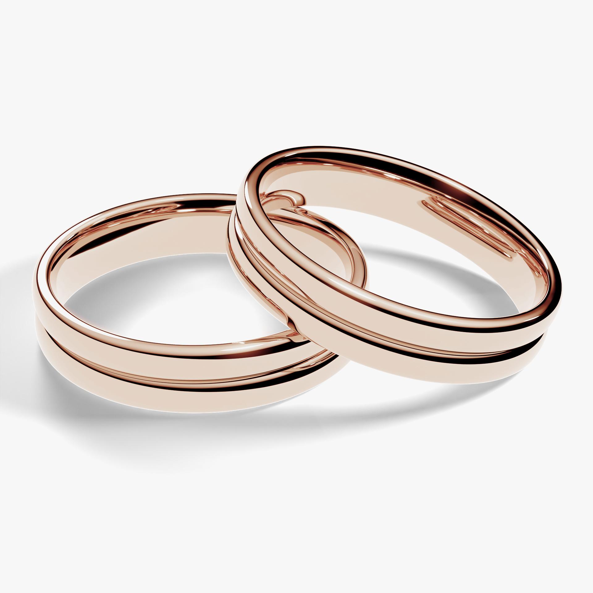 Obraczka slubna modern two 4 mm z rozowego zlota 04