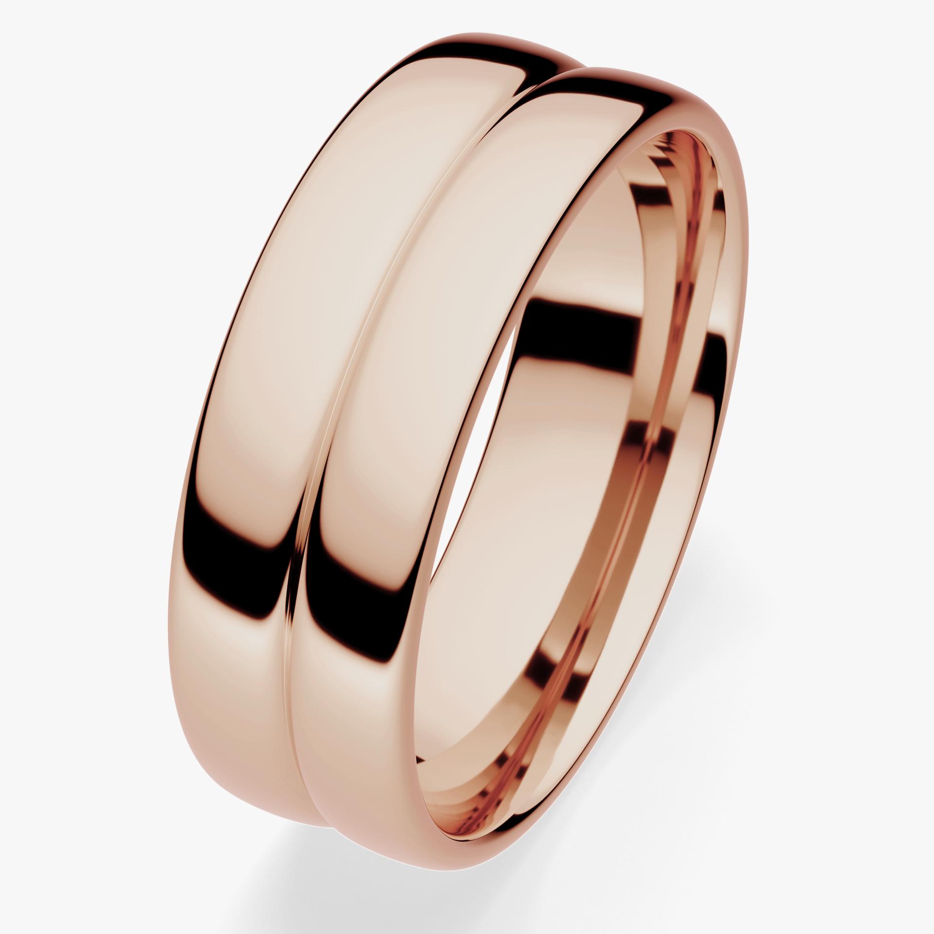 Obraczka slubna modern two 6 mm z rozowego zlota 01
