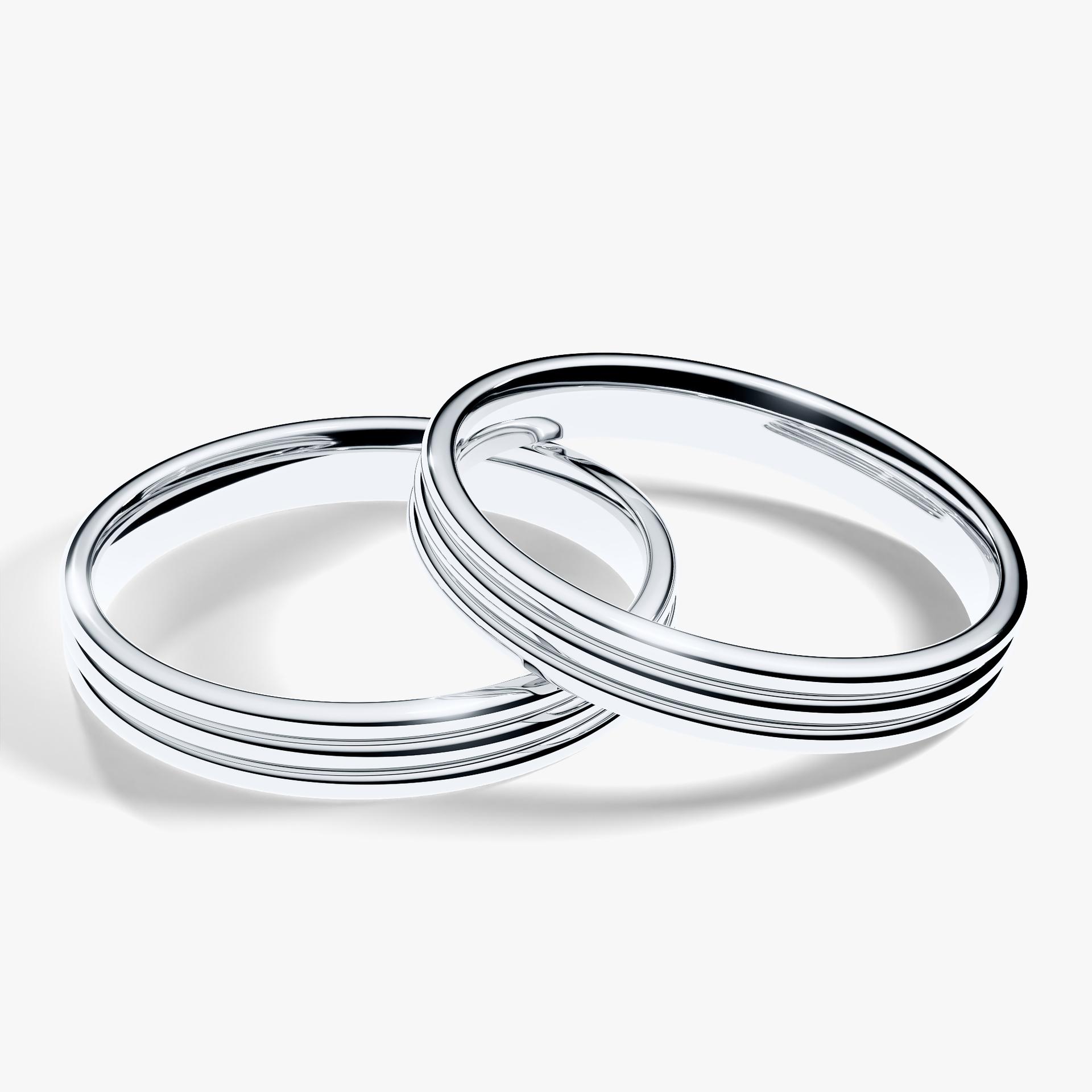 Obraczka slubna modern three 3 mm z bialego zlota 04