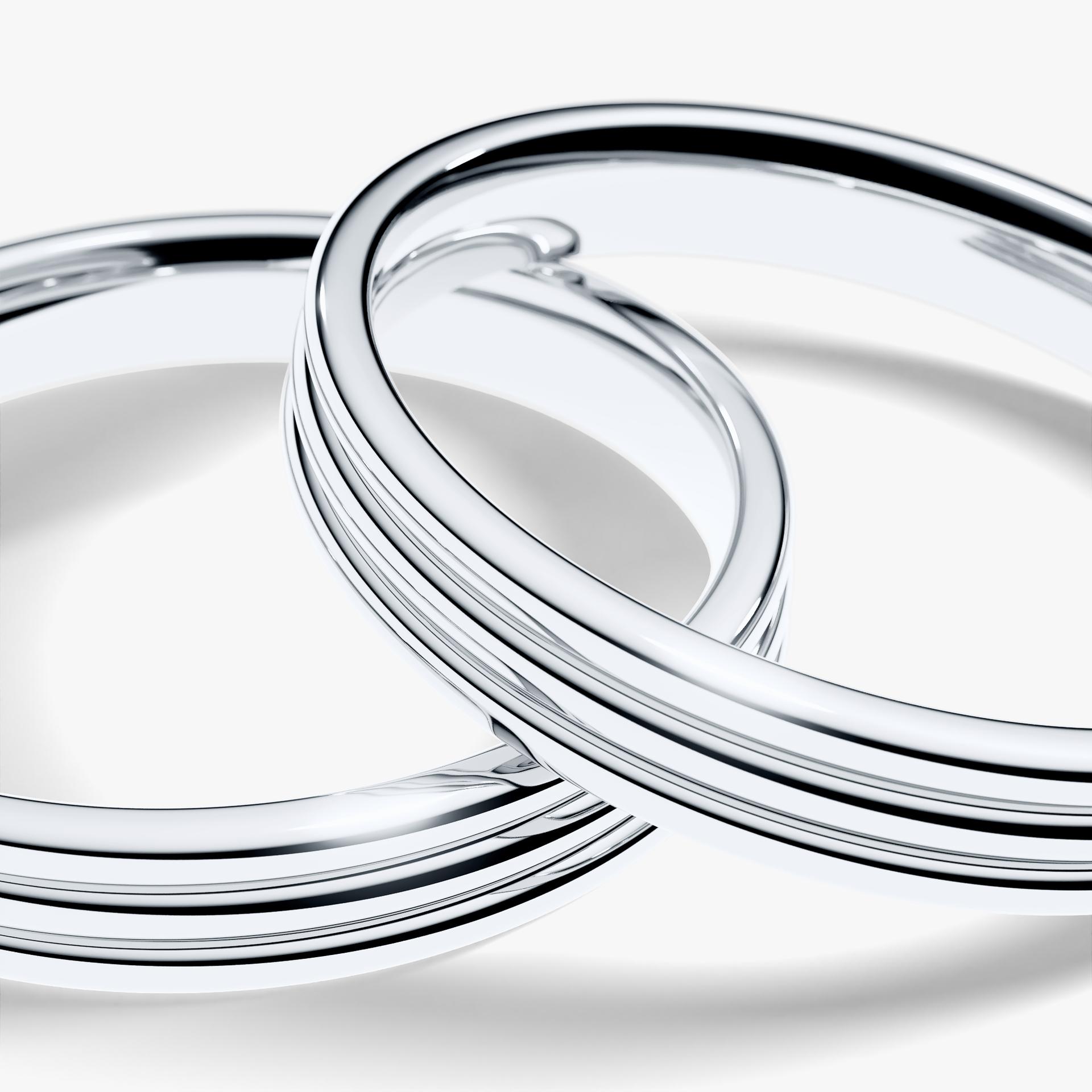 Obraczka slubna modern three 3 mm z bialego zlota 05