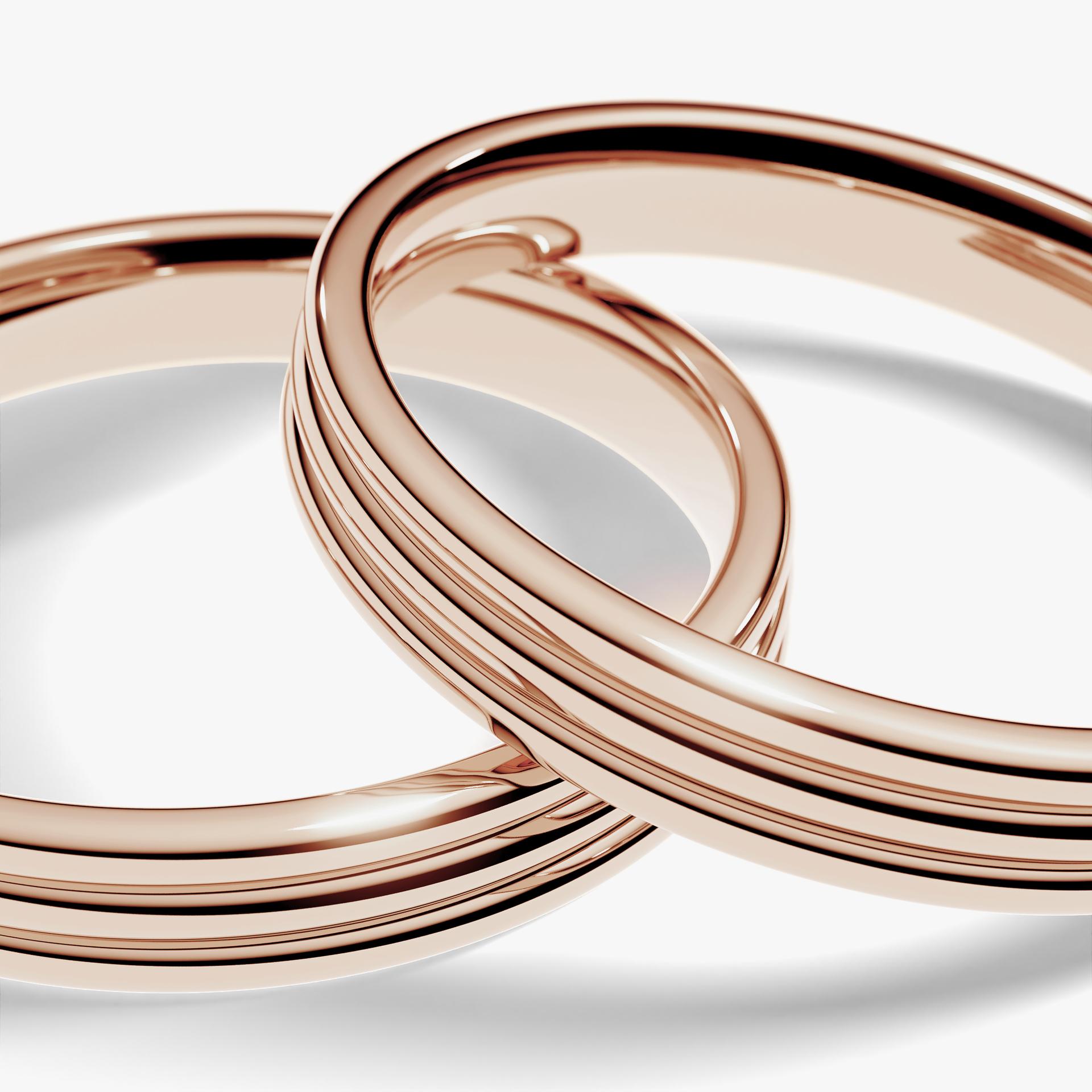 Obraczka slubna modern three 3 mm z rozowego zlota 05