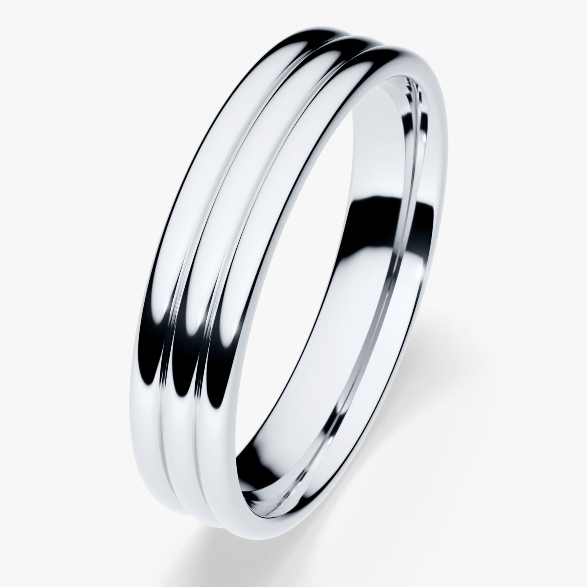 Obrączka ślubna Modern 2 z białego złota 4mm