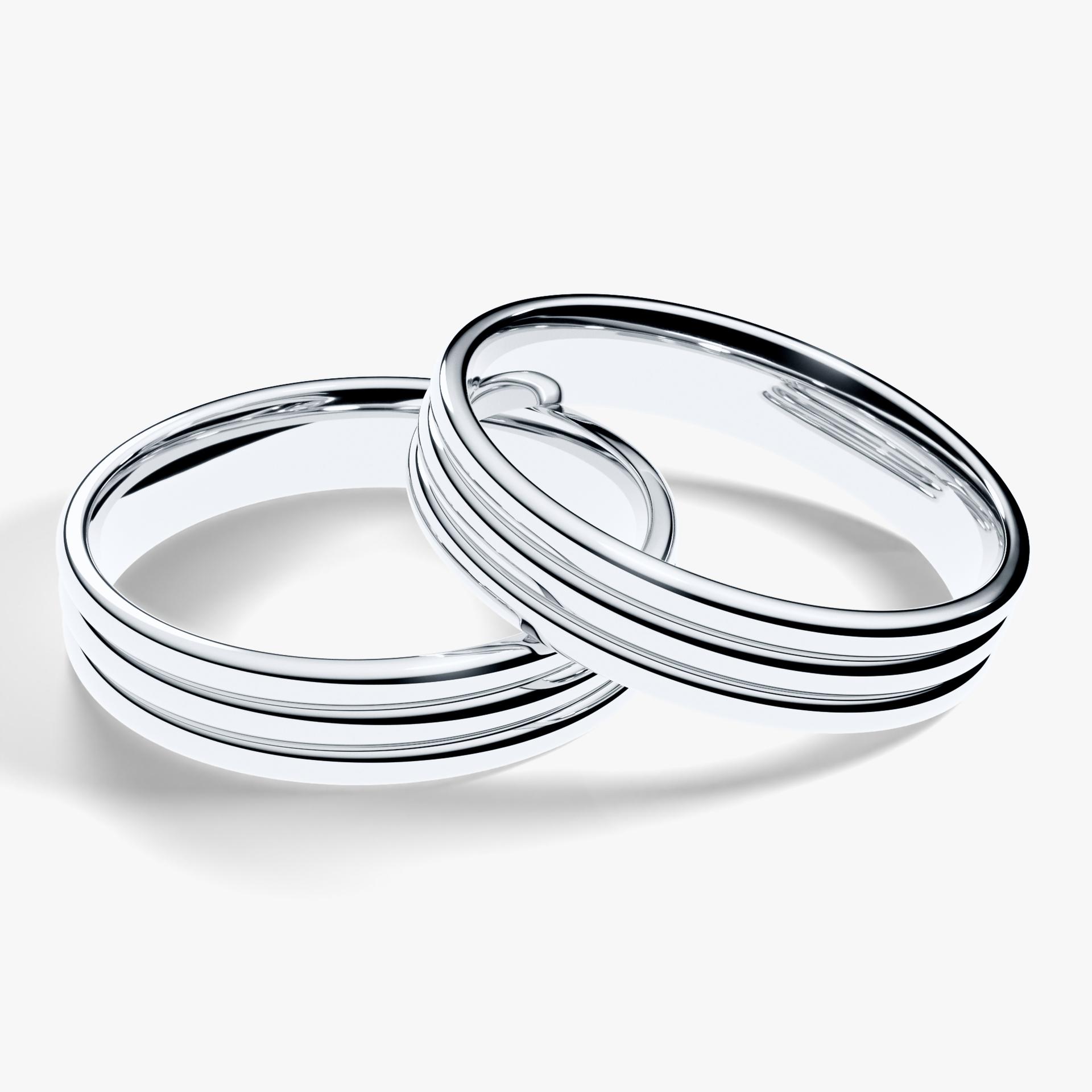 Obraczka slubna modern three 4 mm z bialego zlota 04