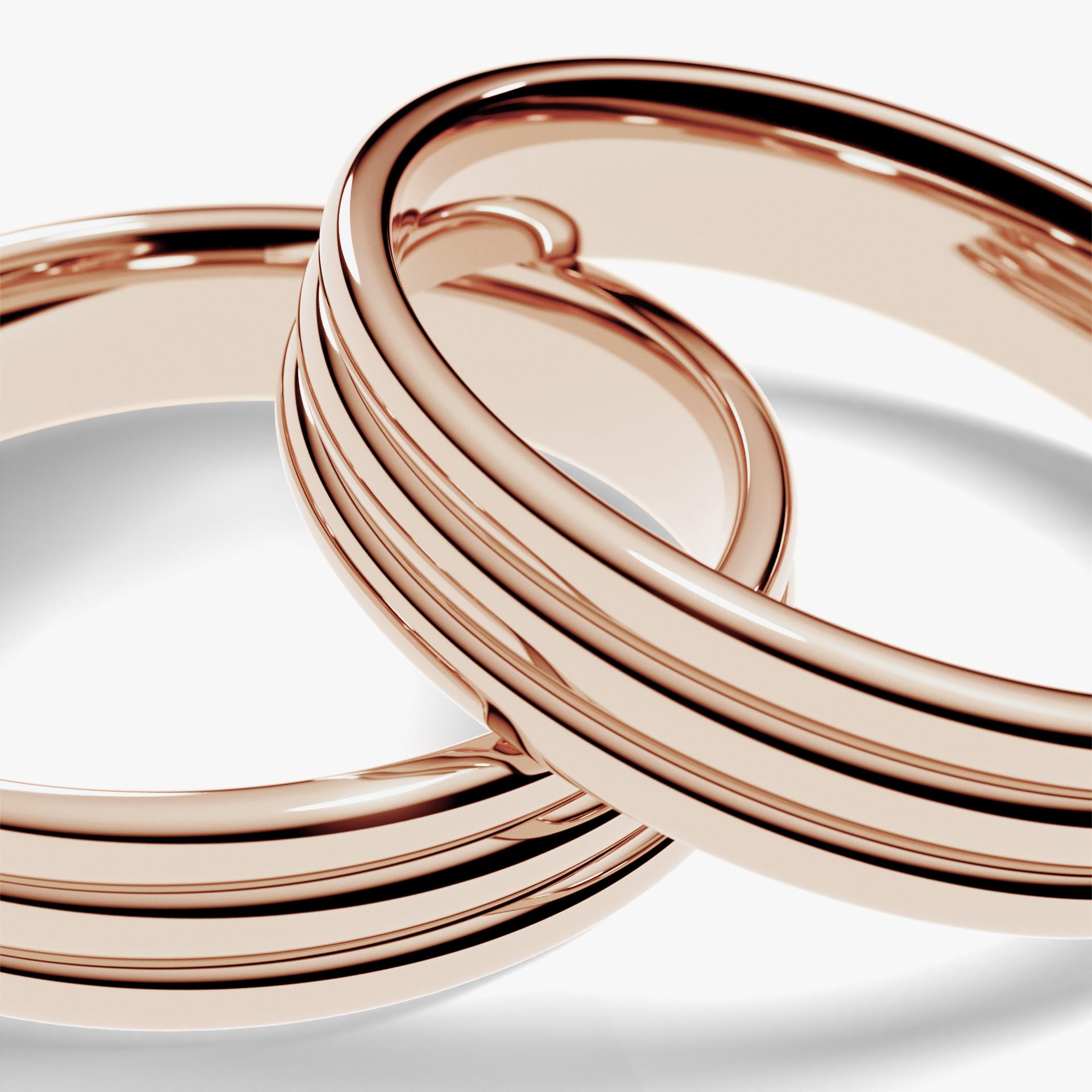 Obraczka slubna modern three 4 mm z rozowego zlota 05
