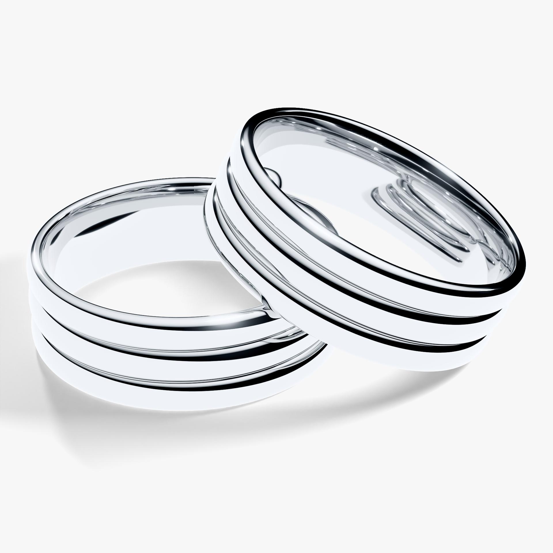 Obraczka slubna modern three 6 mm z bialego zlota 04