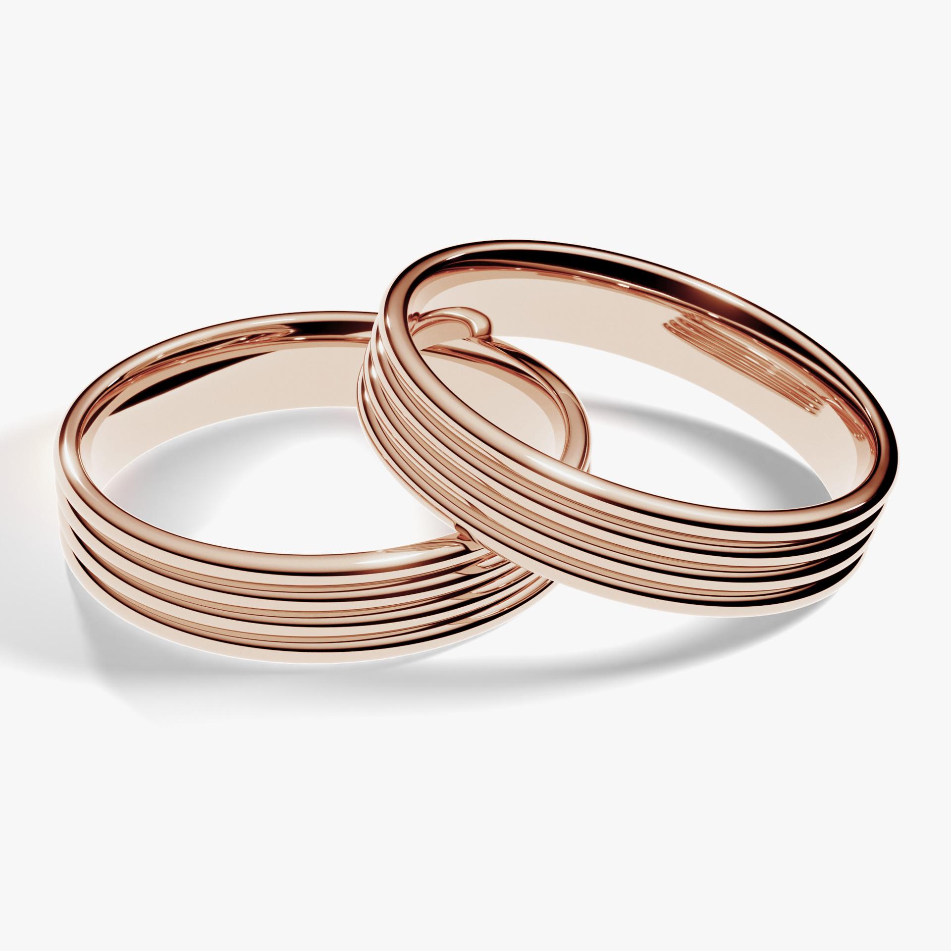 Obraczka slubna modern four 4 mm z rozowego zlota 04