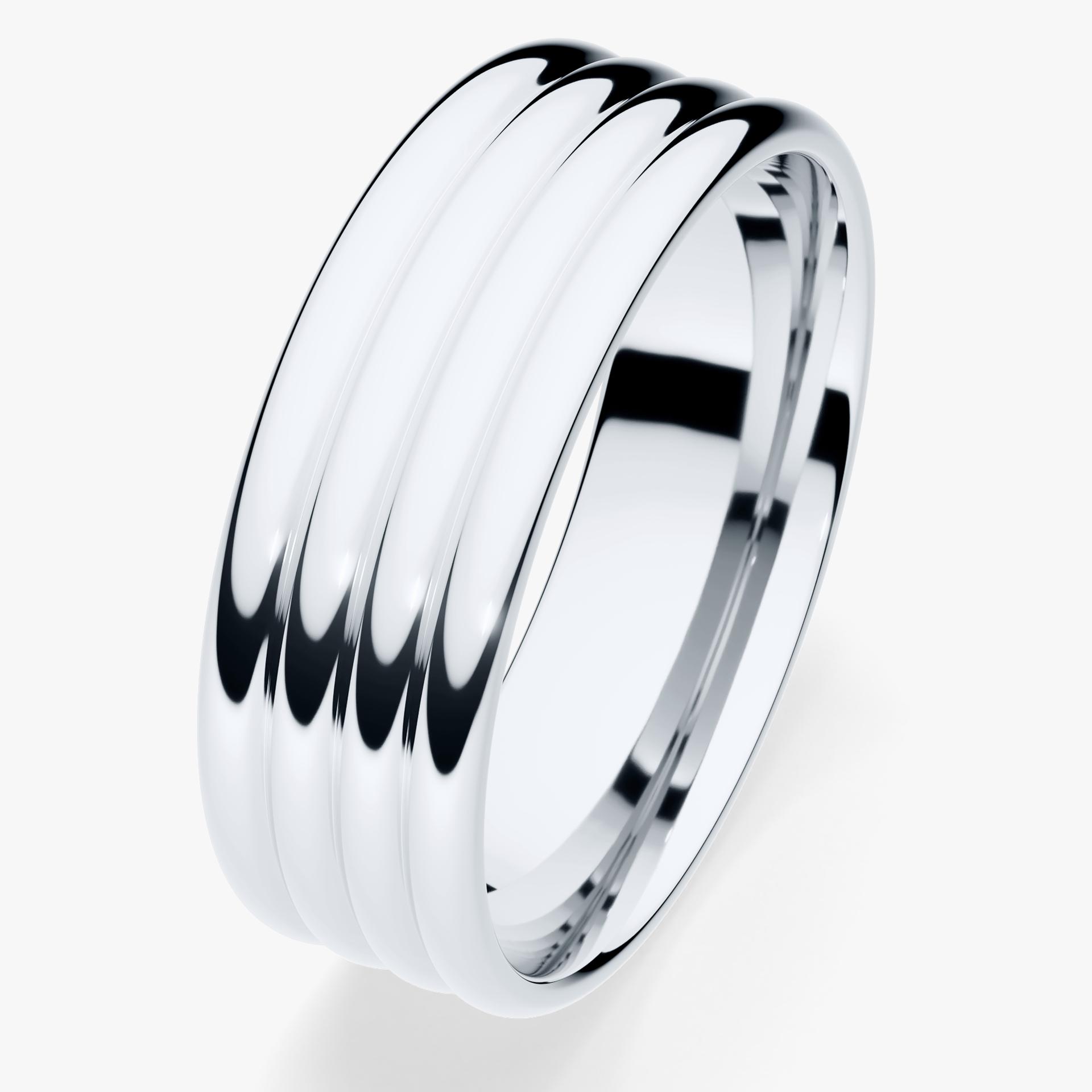 Obrączka ślubna Modern 3 z białego złota 6mm