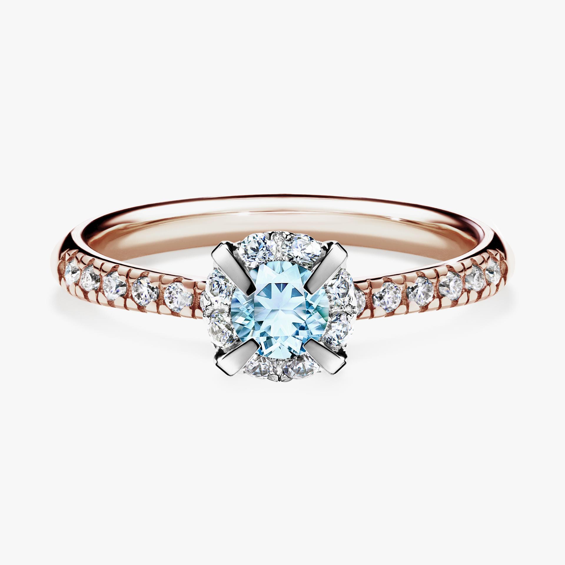 Pierscionek zareczynowy z akwamarynem 0 47 CT z rozowego zlota my princess 01