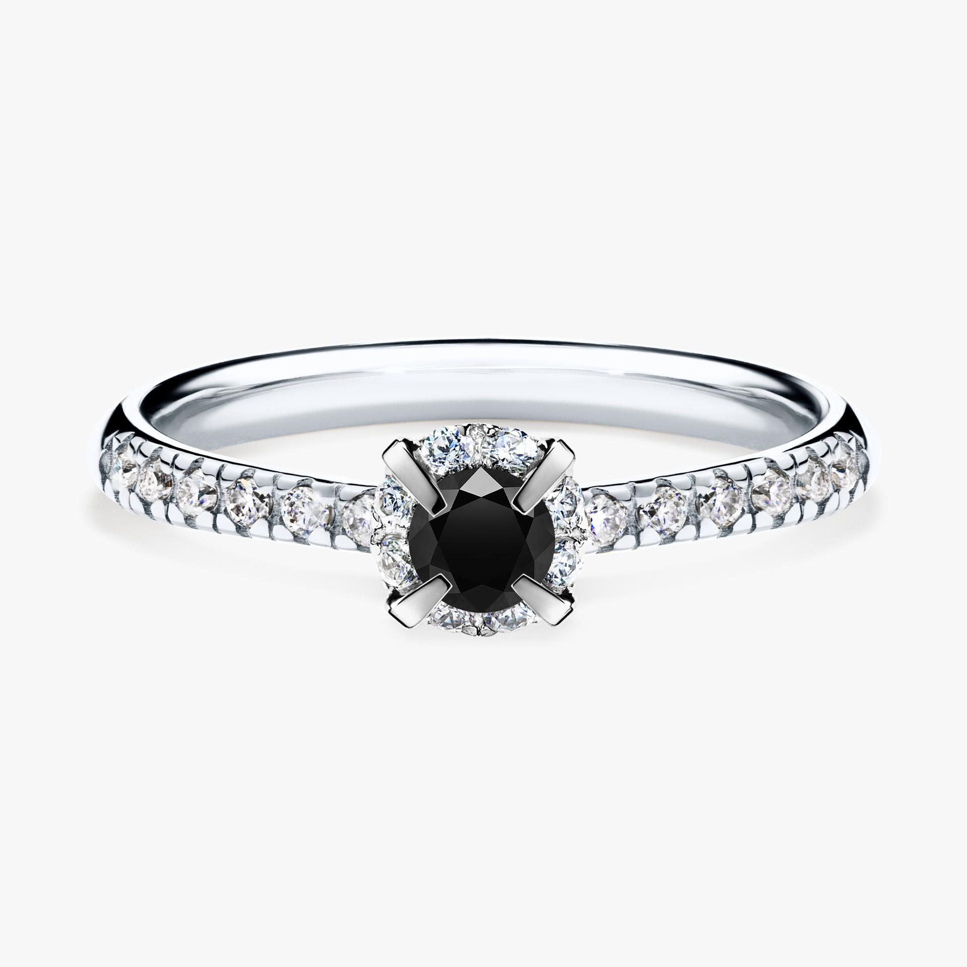 Pierscionek zareczynowy z diamentem czarny 028 CT z bialego zlota my princess 01