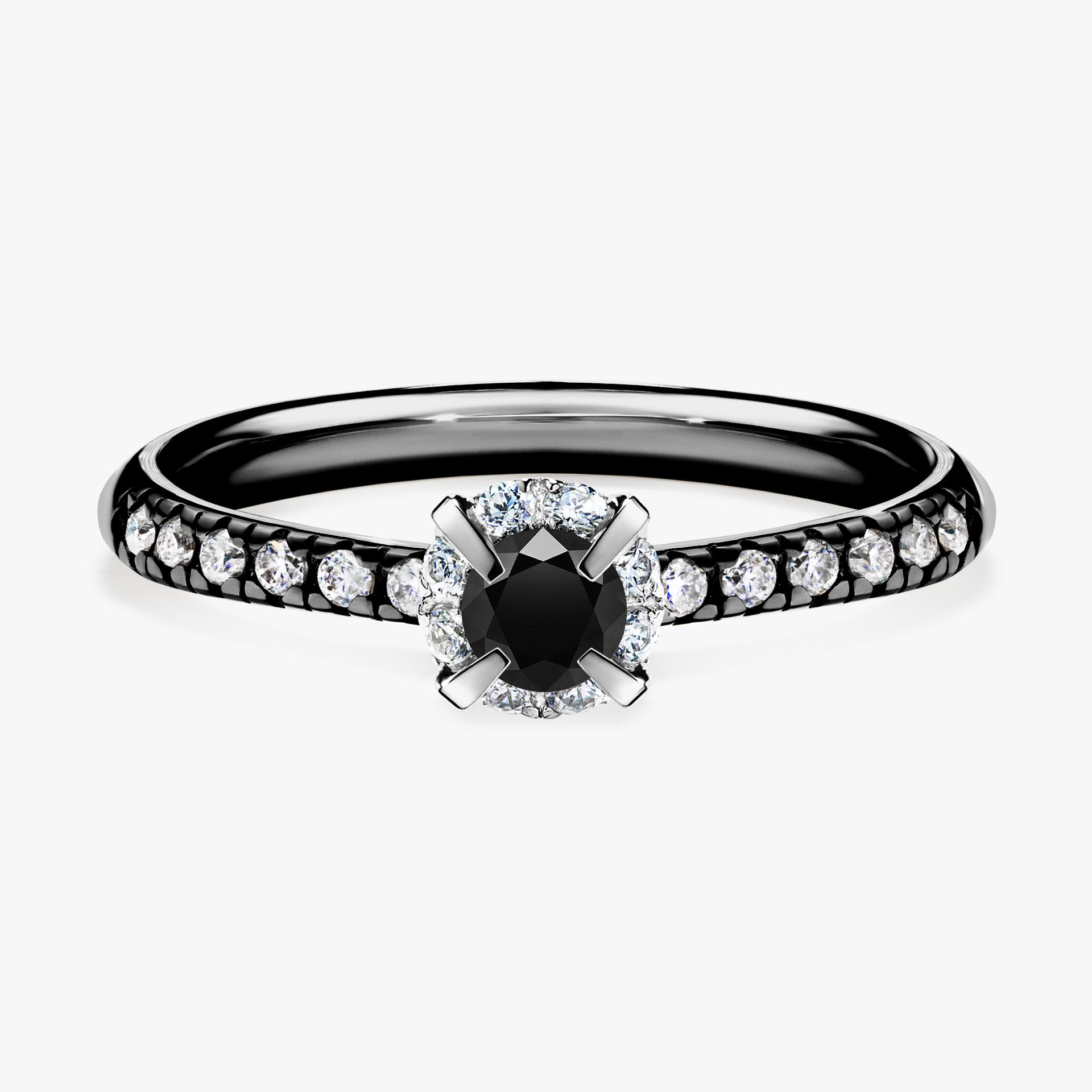Pierscionek zareczynowy z diamentem czarny 028 CT z czarnego zlota my princess 01