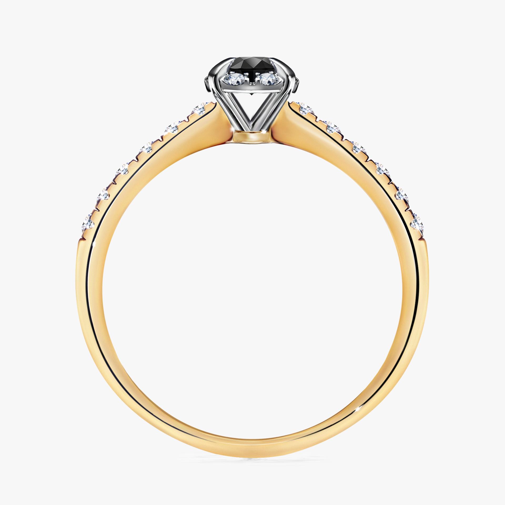 Pierscionek zareczynowy z diamentem czarny 028 CT z zoltego zlota my princess 02