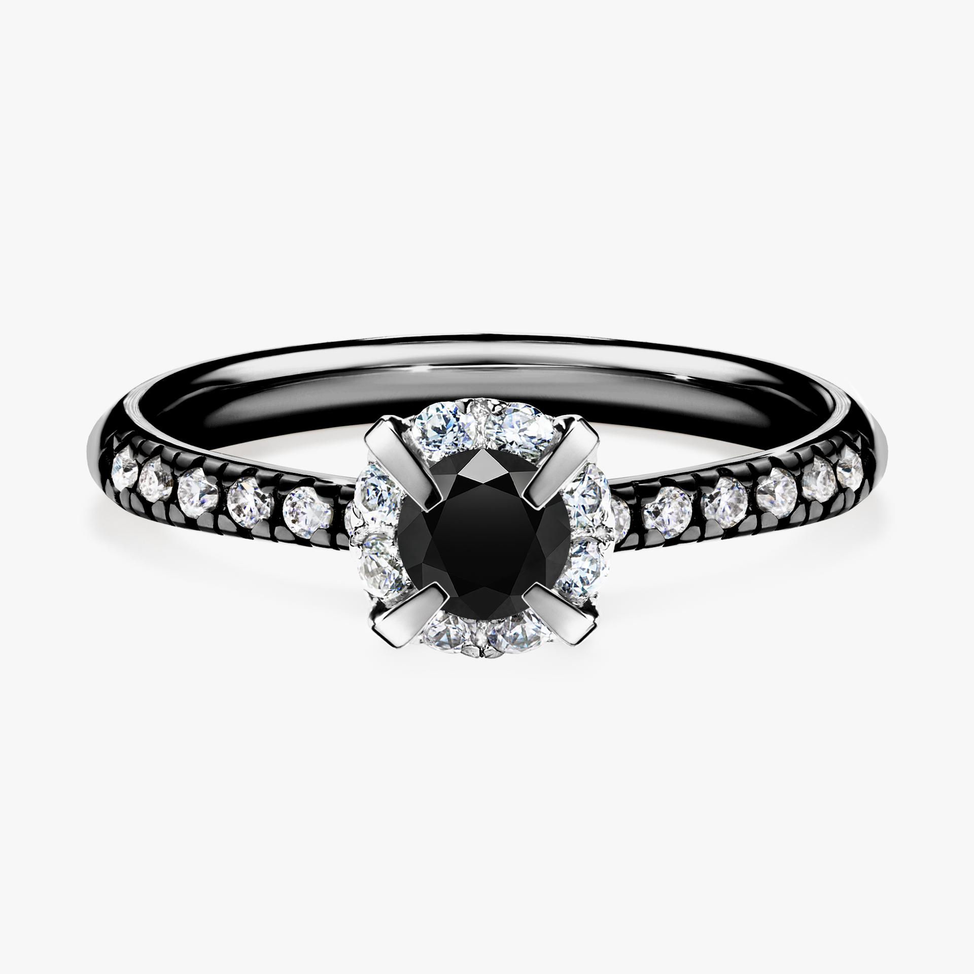 Pierscionek zareczynowy z diamentem czarny 047 CT z czarnego zlota my princess 01