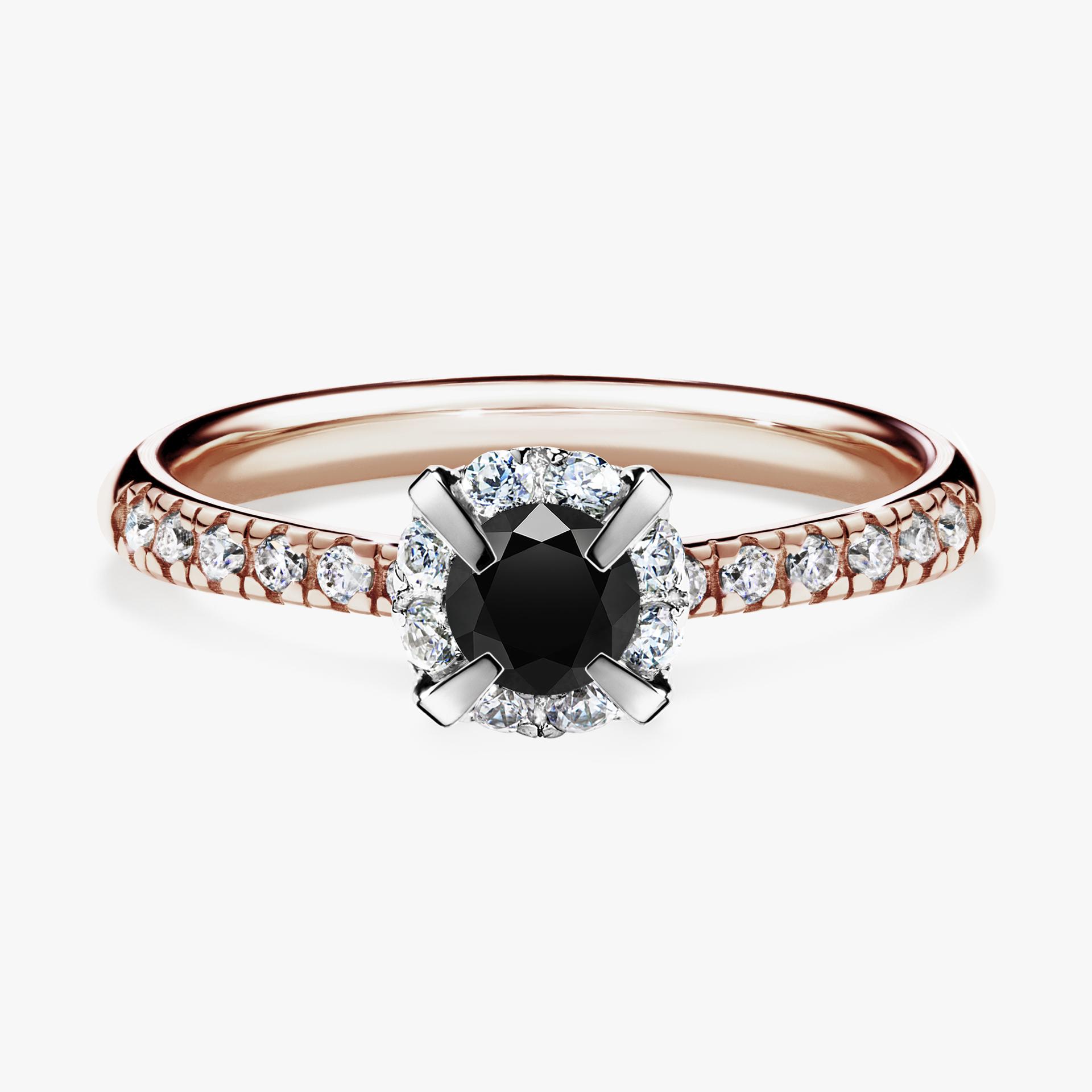 Pierscionek zareczynowy z diamentem czarny 047 CT z rozowego zlota my princess 01