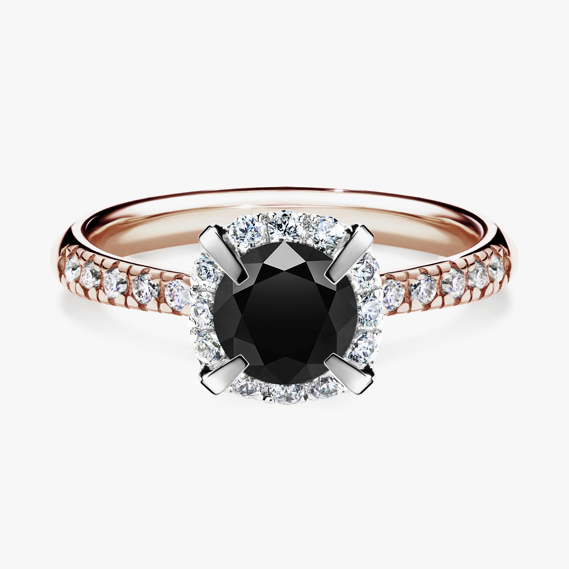 Pierścionek zaręczynowy My Princess z różowego złota z czarnym diamentem 1,18ct