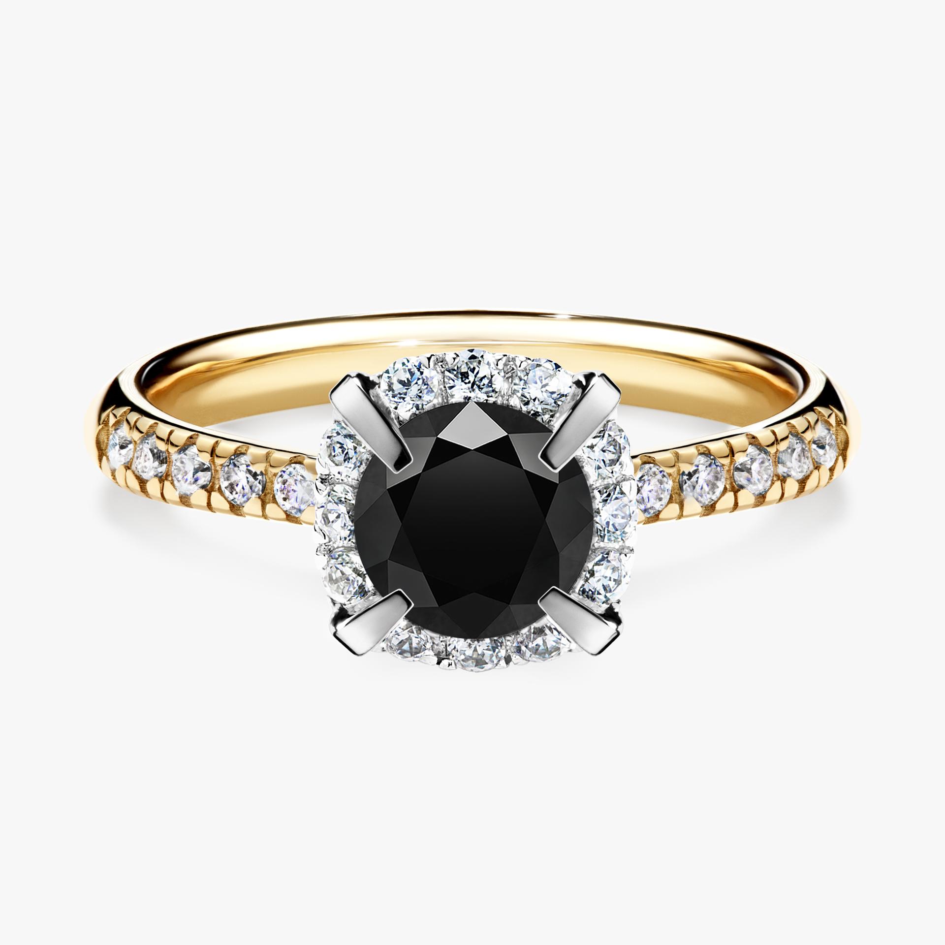 Pierscionek zareczynowy z diamentem czarny 118 CT z zoltego zlota my princess 01