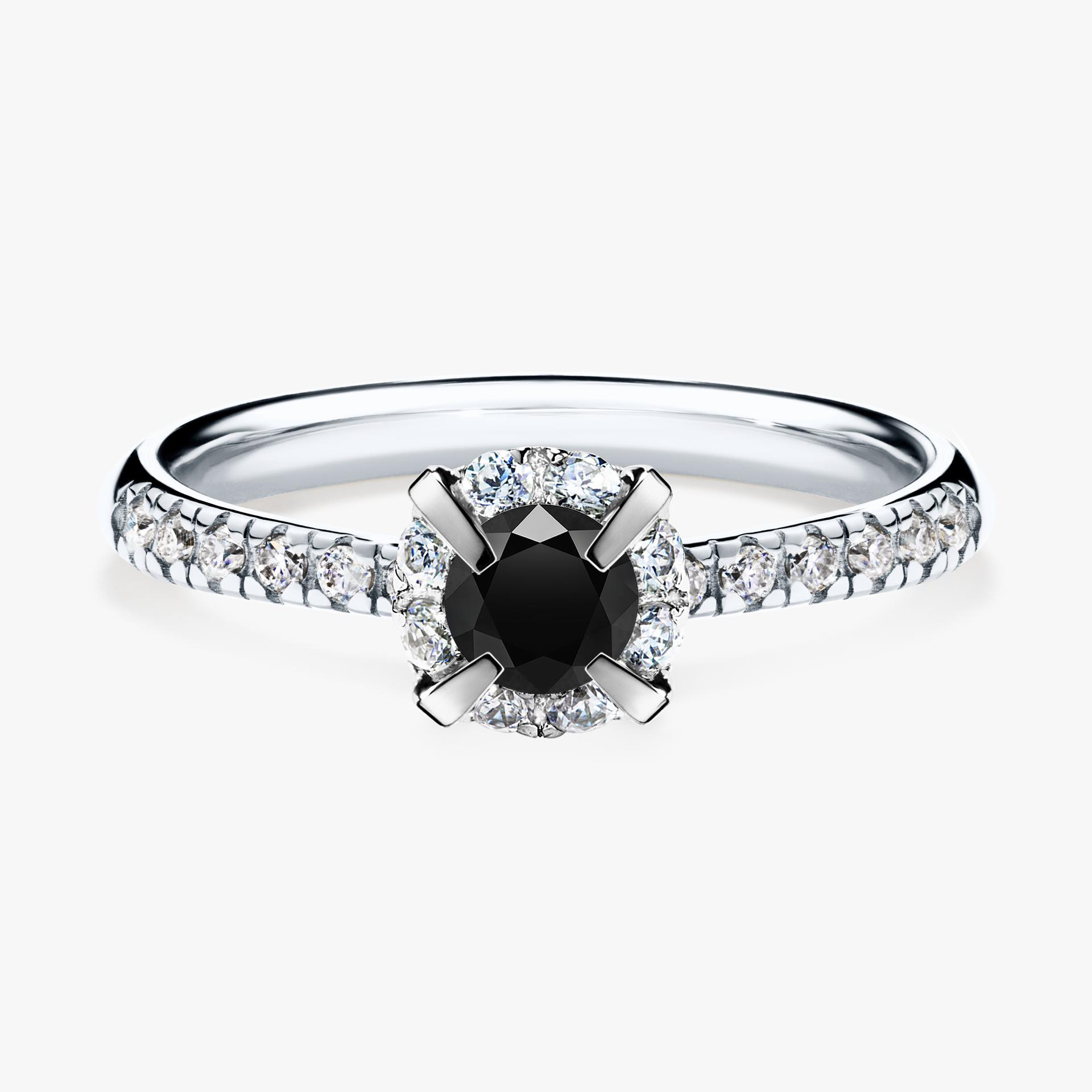 Pierscionek zareczynowy z diamentem czarnym 0 47 CT z bialego zlota my princess 01