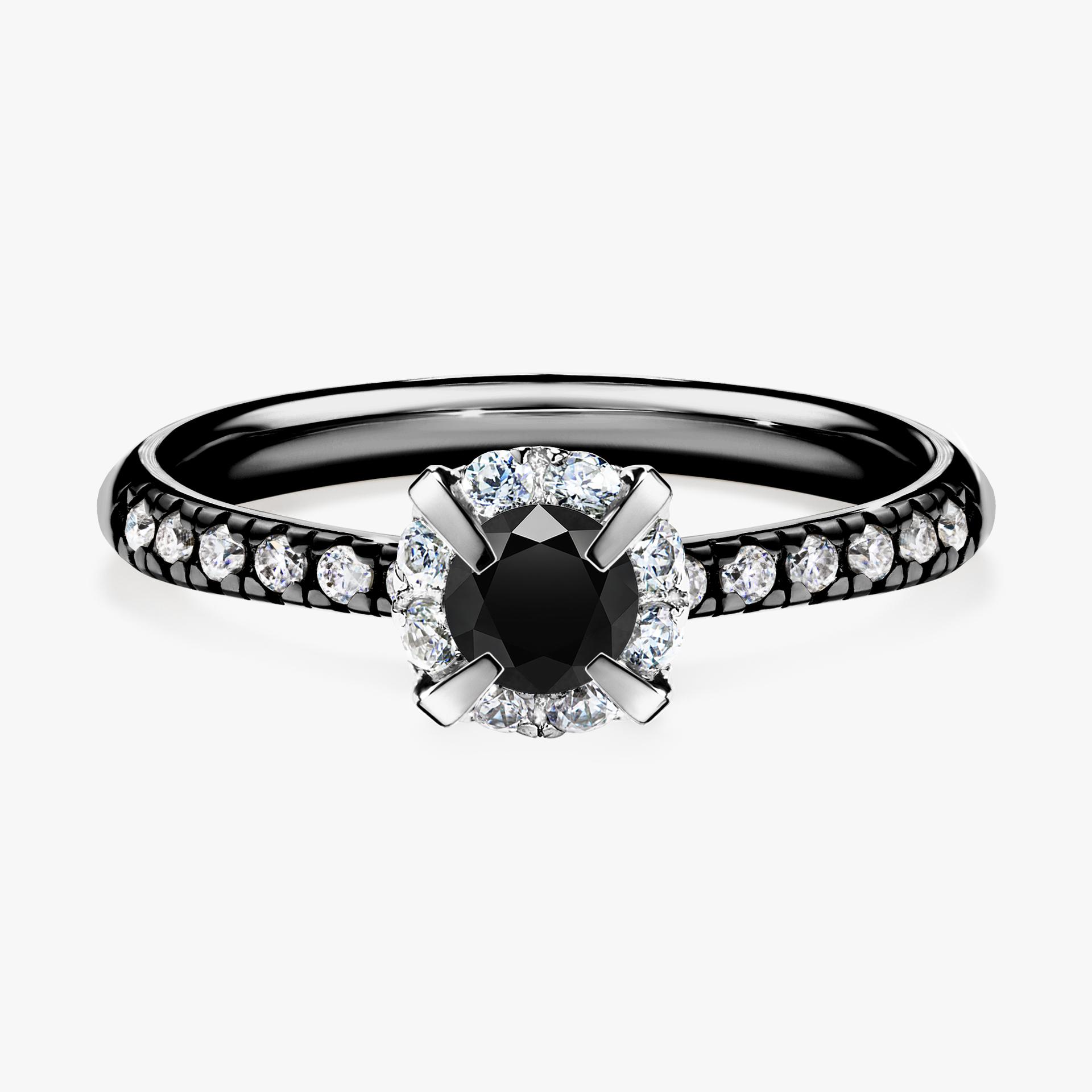Pierścionek zaręczynowy My Princess z czarnego złota z czarnym diamentem 0,47ct