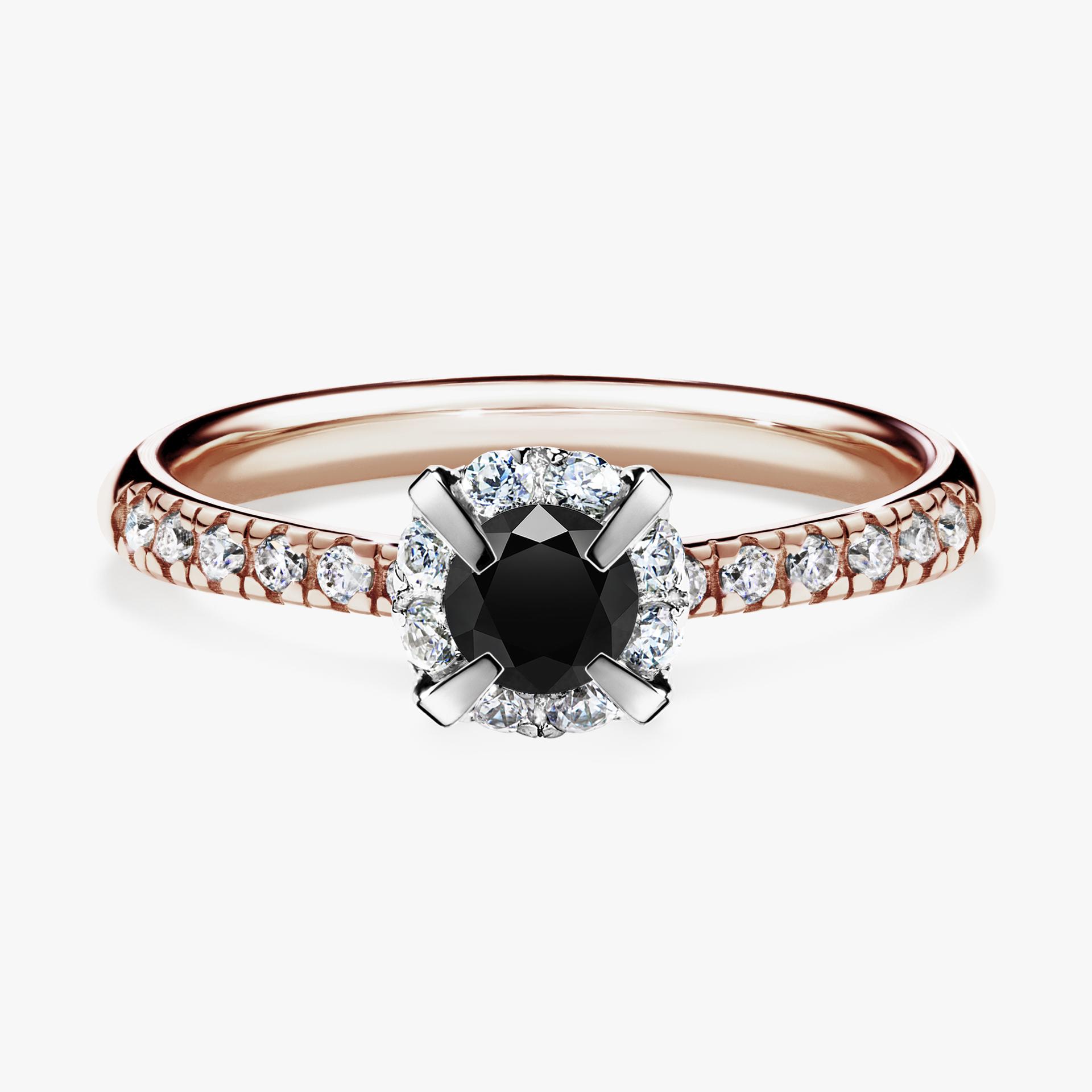 Pierścionek zaręczynowy My Princess z różowego złota z czarnym diamentem 0,47ct