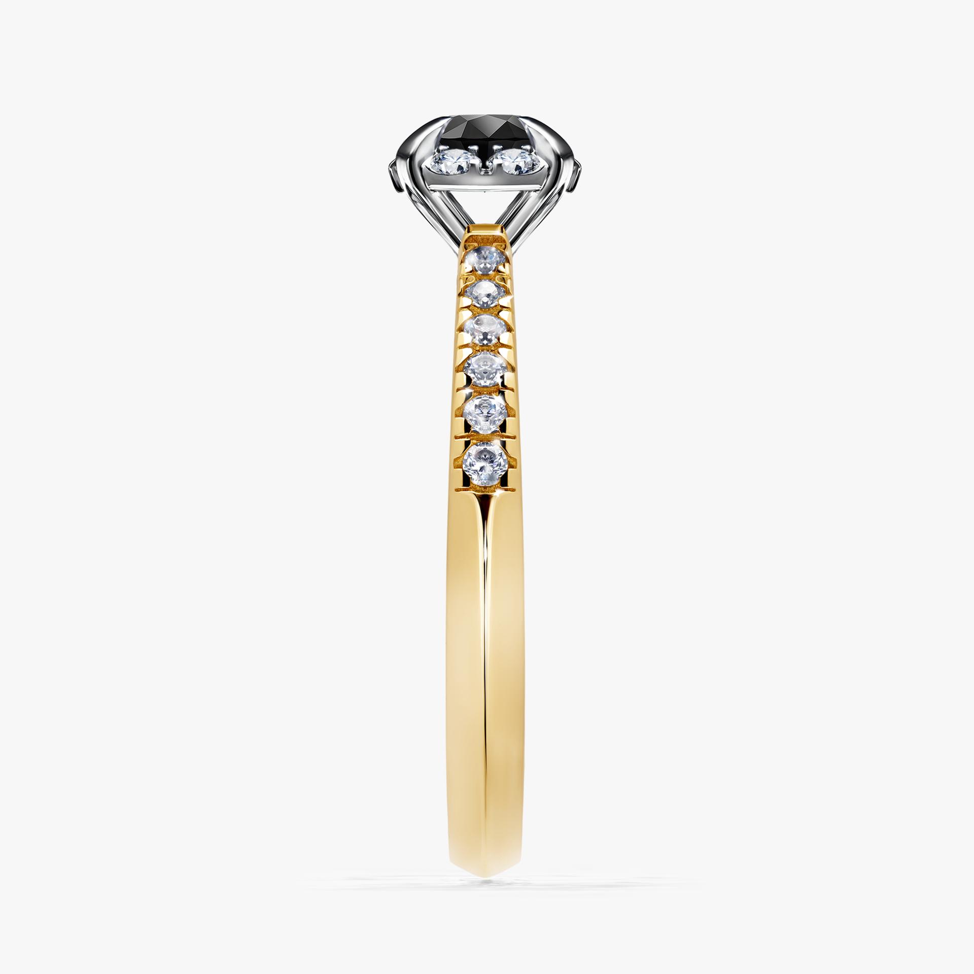 Pierscionek zareczynowy z diamentem czarnym 0 47 CT z zoltego zlota my princess 03