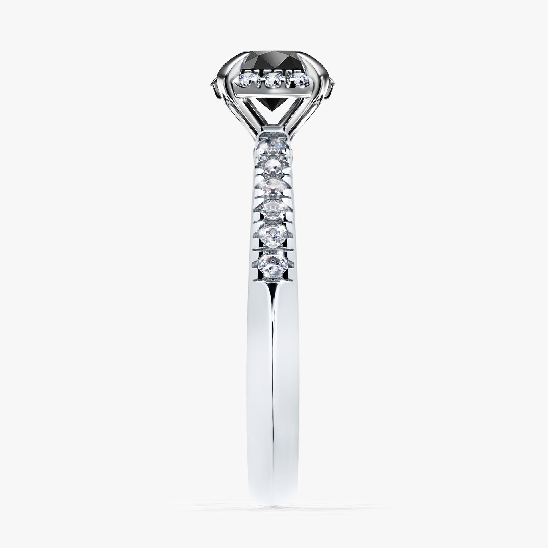 Pierscionek zareczynowy z diamentem czarnym 0 76 CT z bialego zlota my princess 02
