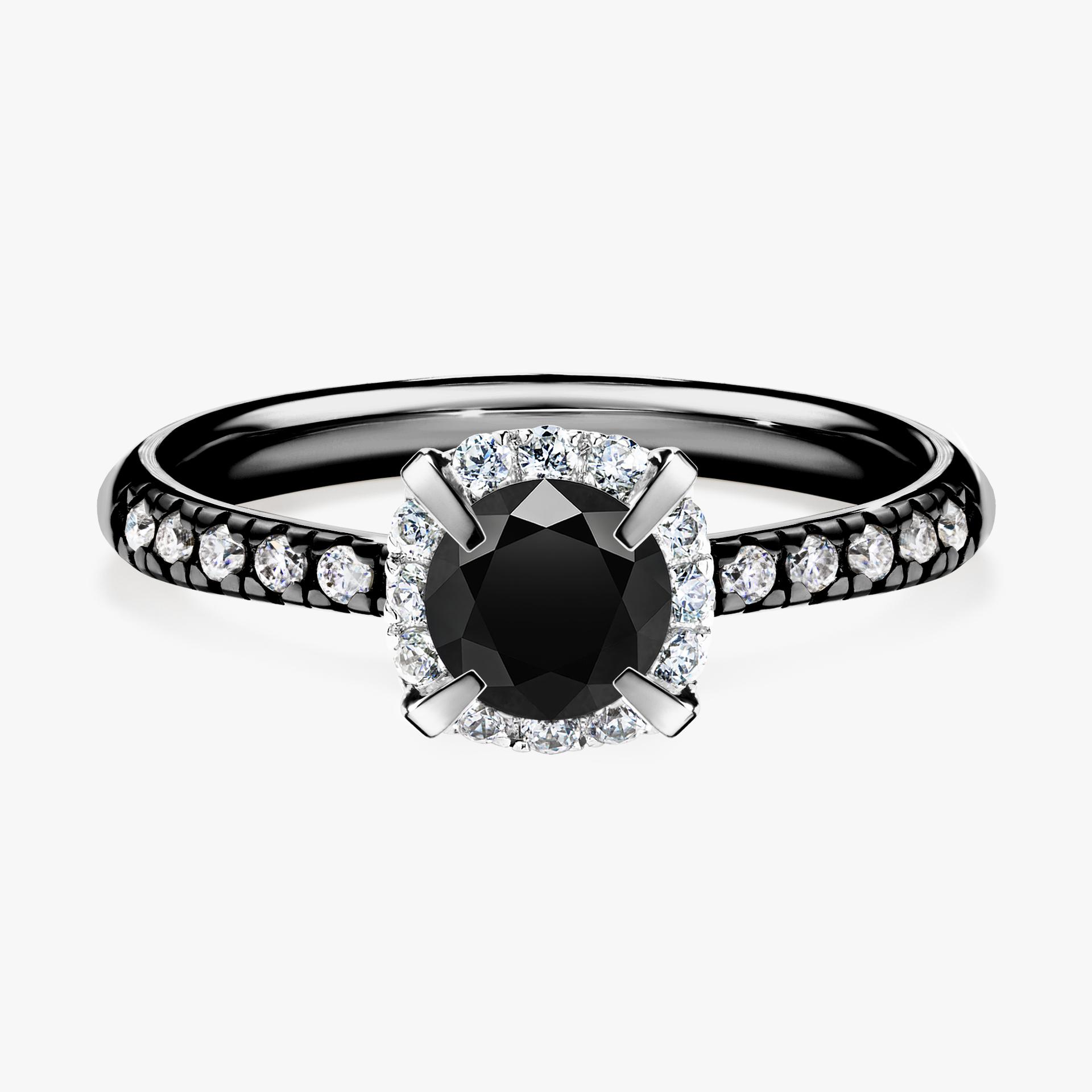 Pierscionek zareczynowy z diamentem czarnym 0 76 CT z czarnego zlota my princess 01