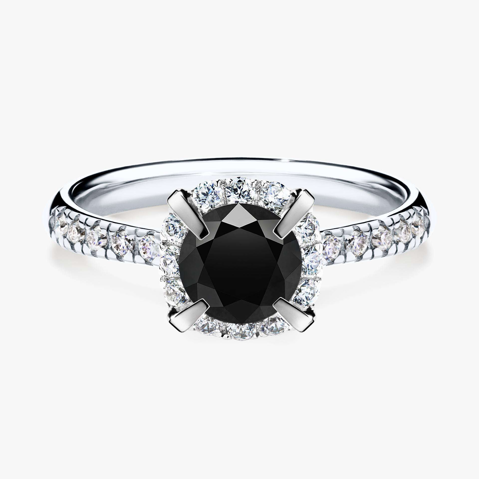 Pierscionek zareczynowy z diamentem czarnym 118 CT z bialego zlota my princess 01