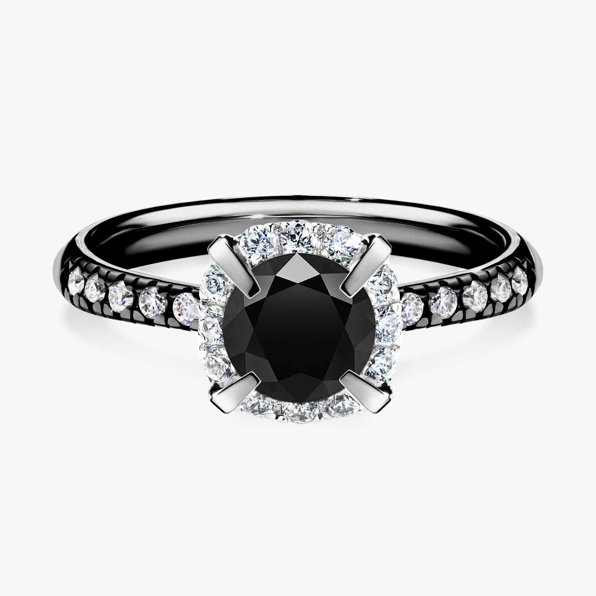 Pierscionek zareczynowy z diamentem czarnym 118 CT z czarnego zlota my princess 01