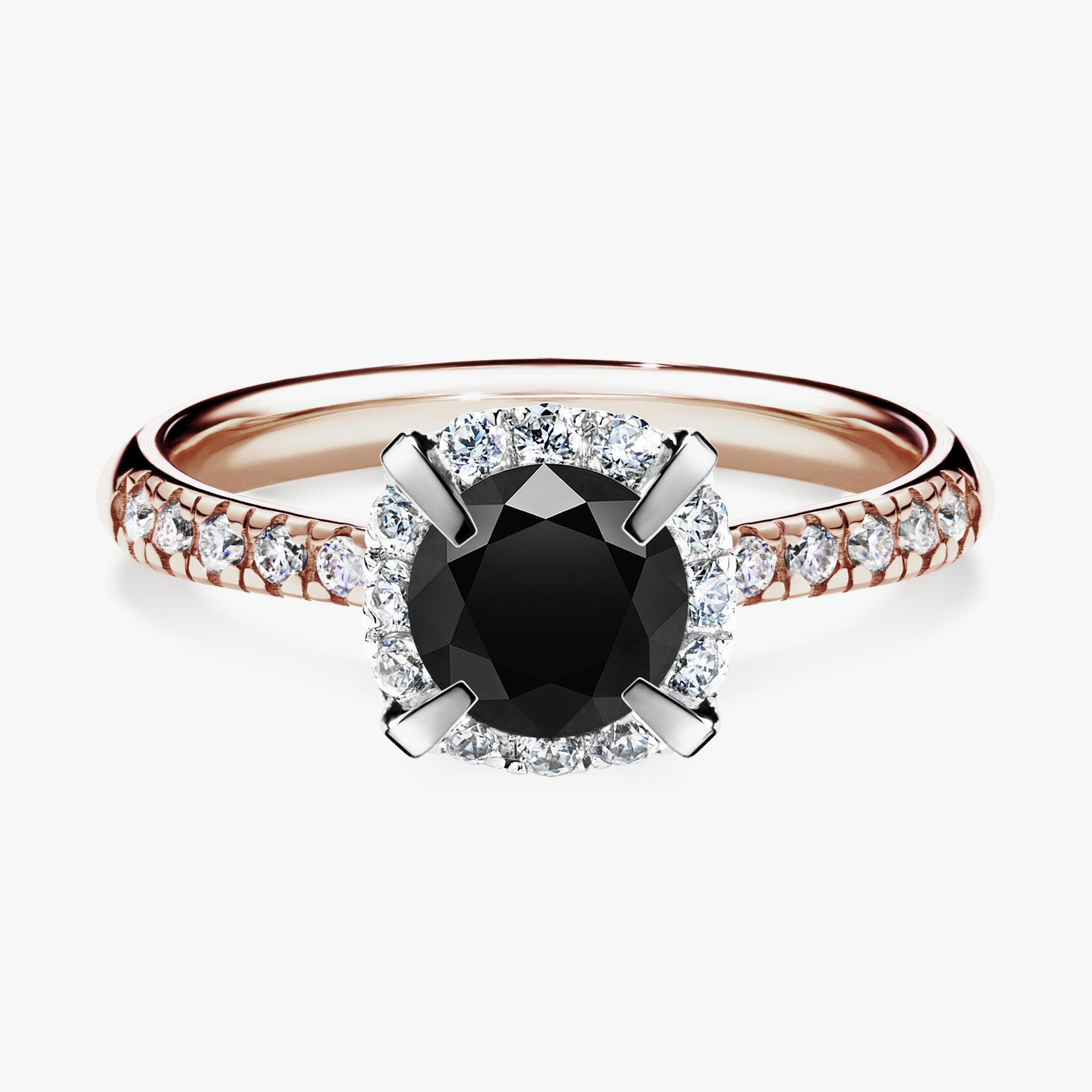 Pierscionek zareczynowy z diamentem czarnym 118 CT z rozowego my princess 01