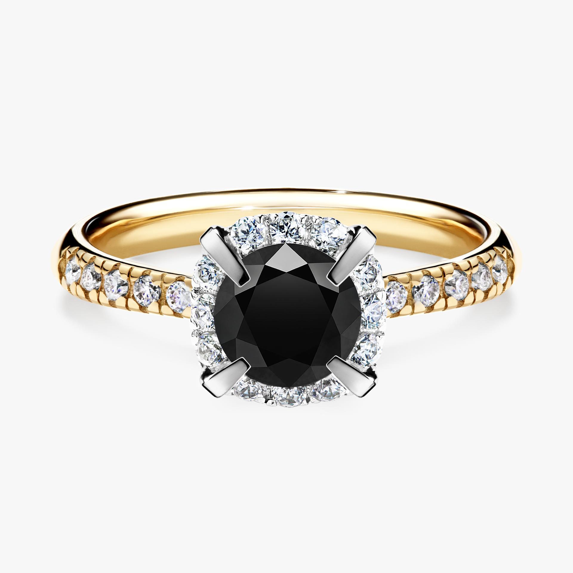 Pierscionek zareczynowy z diamentem czarnym 118 CT z zoltego zlota my princess 01