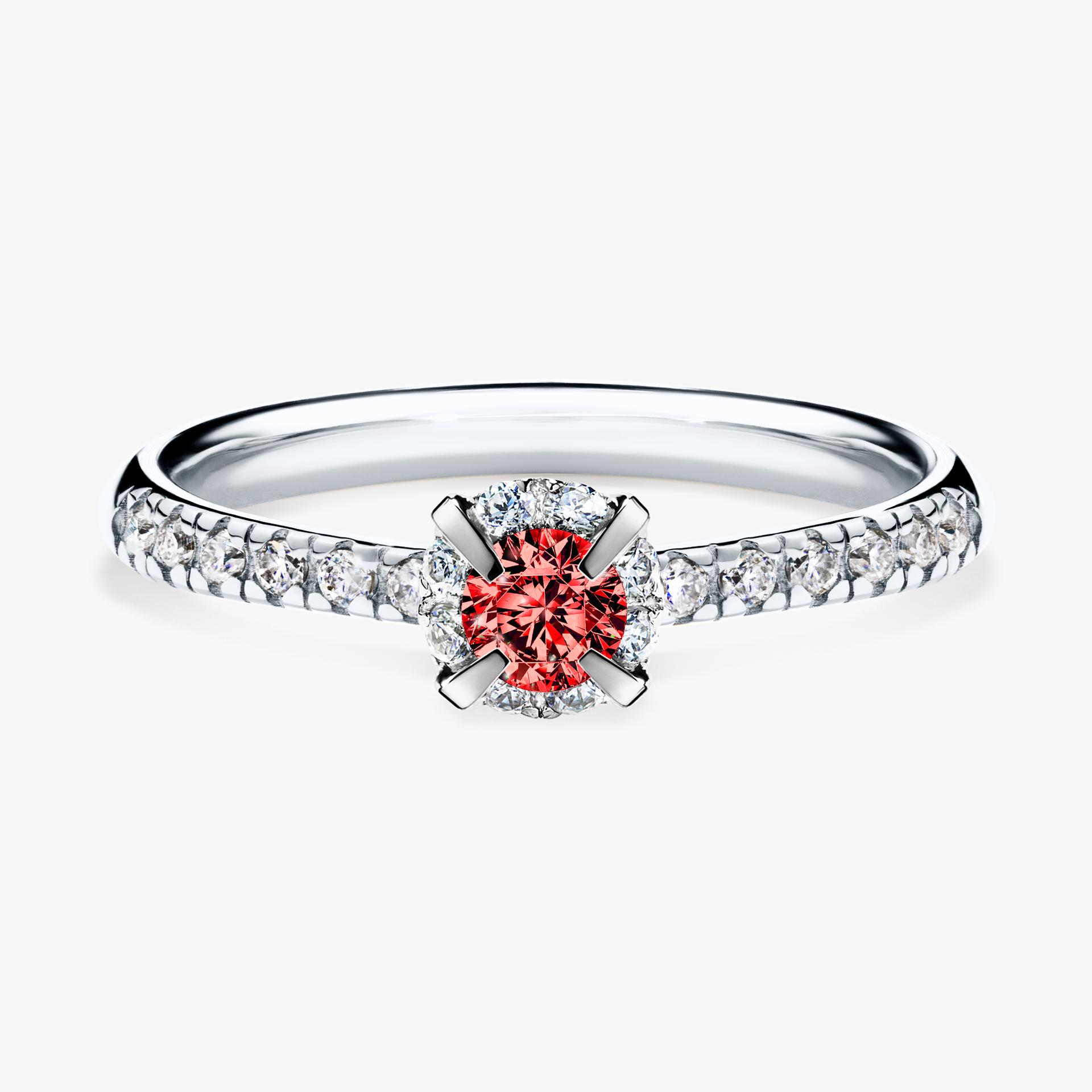 Pierscionek zareczynowy z diamentem czerwony 028 CT z bialego zlota my princess 01