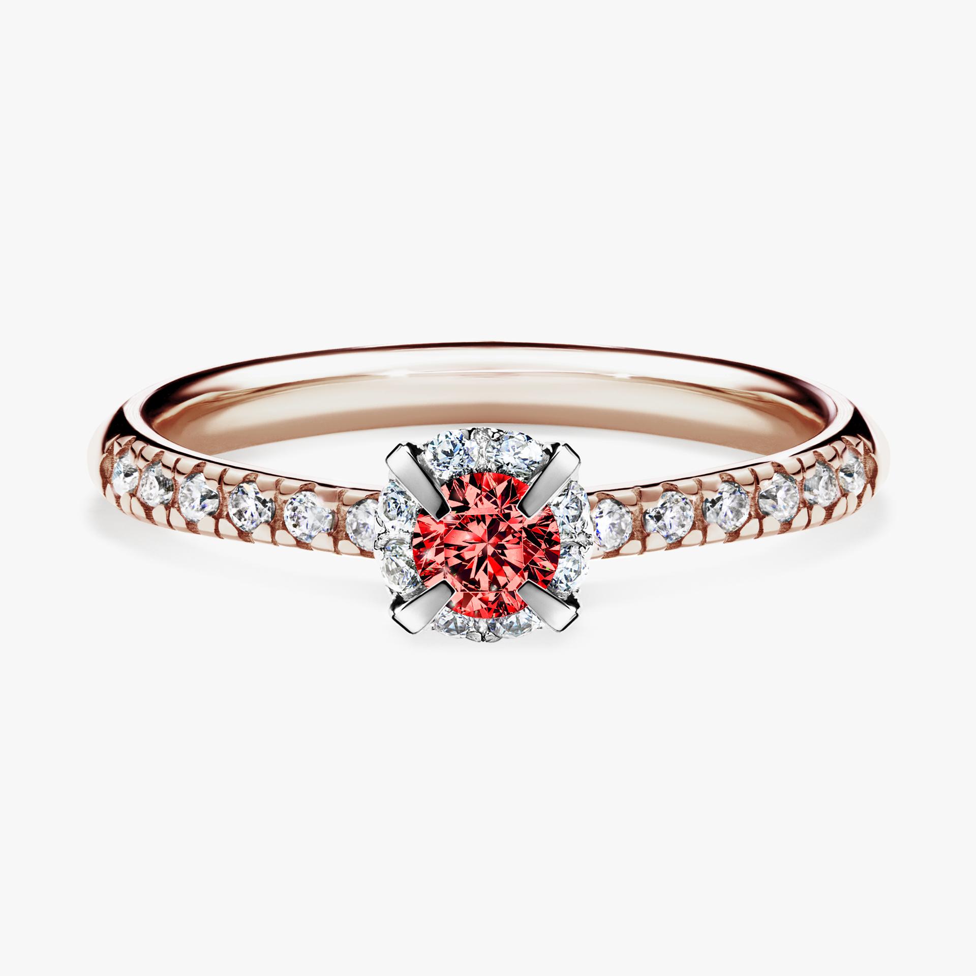 Pierscionek zareczynowy z diamentem czerwony 028 CT z rozowego zlota my princess 01