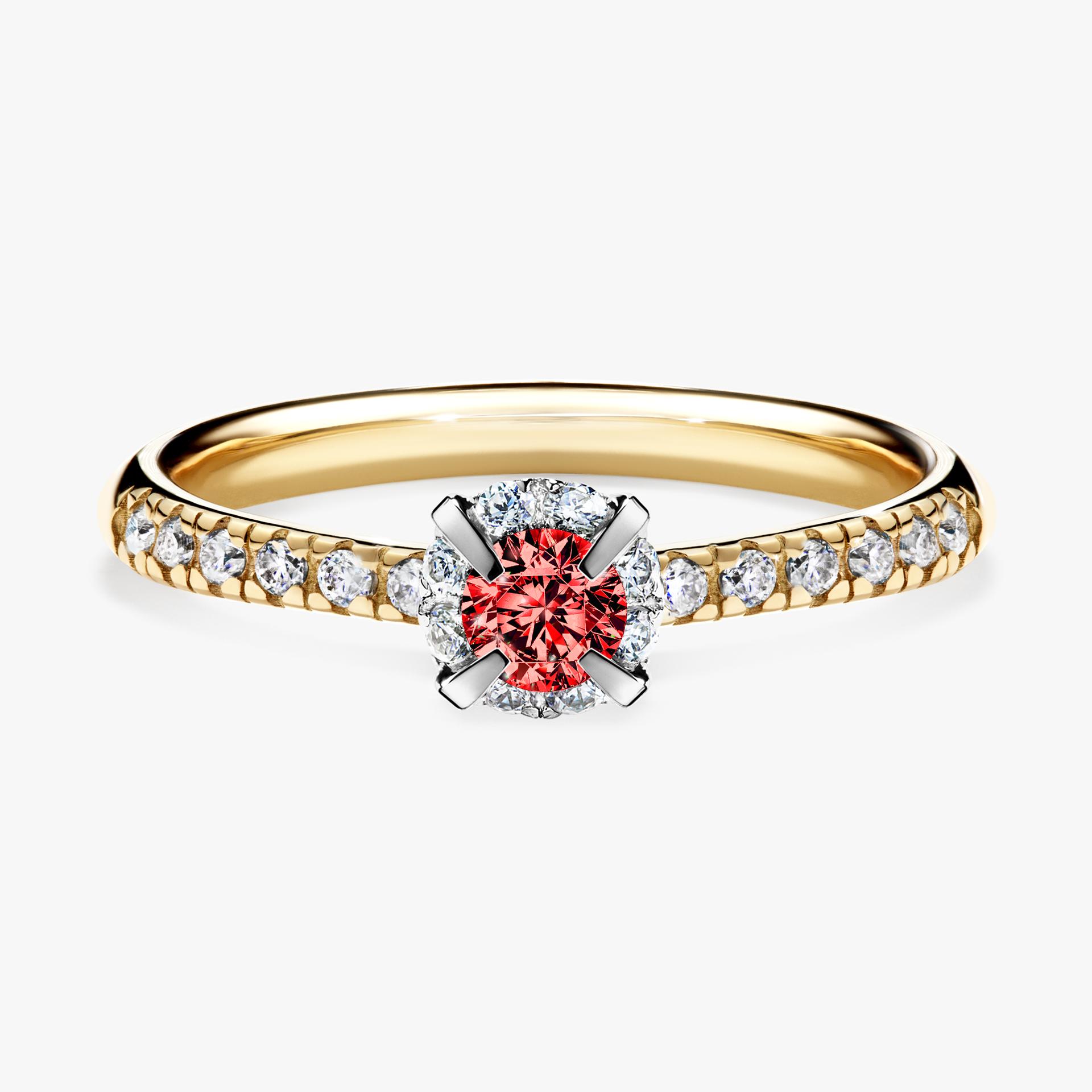 Pierscionek zareczynowy z diamentem czerwony 028 CT z zoltego zlota my princess 01